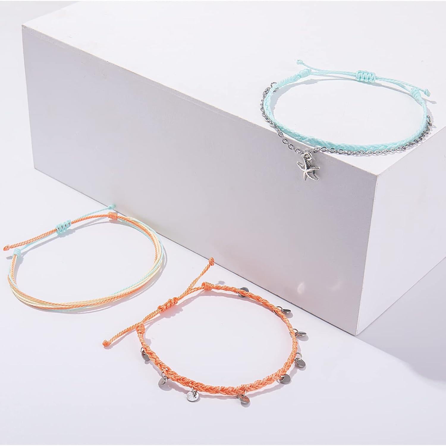 Conjunto de Pulseras de Tobillo Boho Impermeables Coral