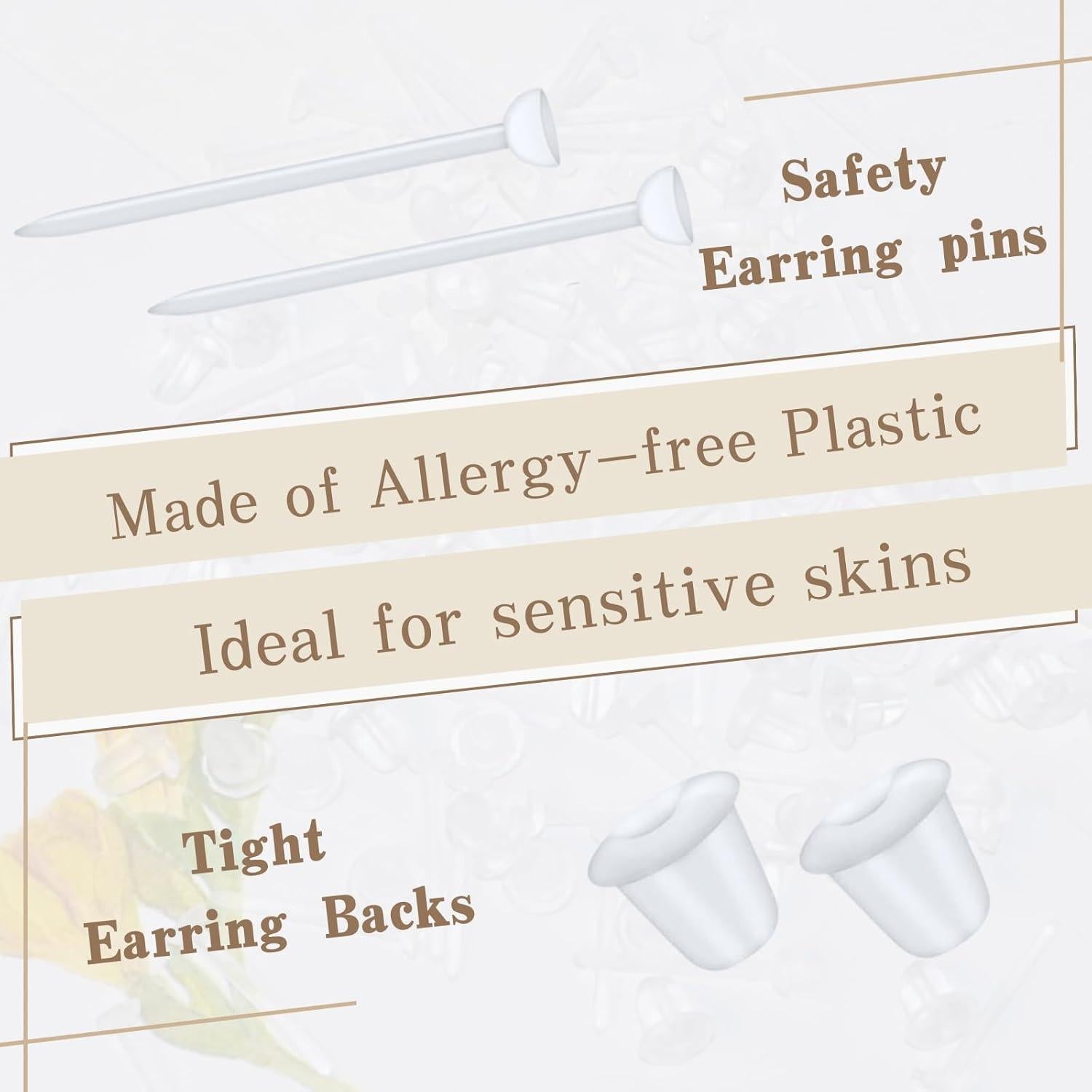 Pines y Respaldos de Aretes KASBEE 100 Pares Hipoalergénicos