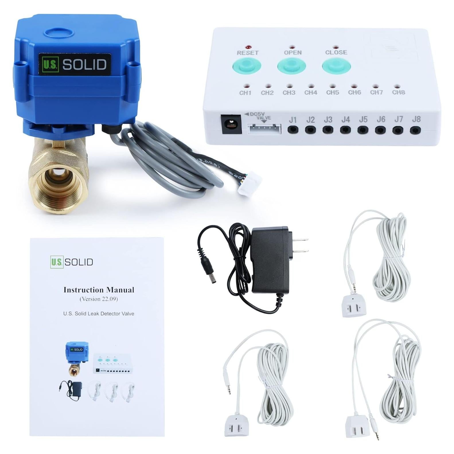 Detector de Fugas de Agua U.S. Solid - 3 Sensores y Válvula