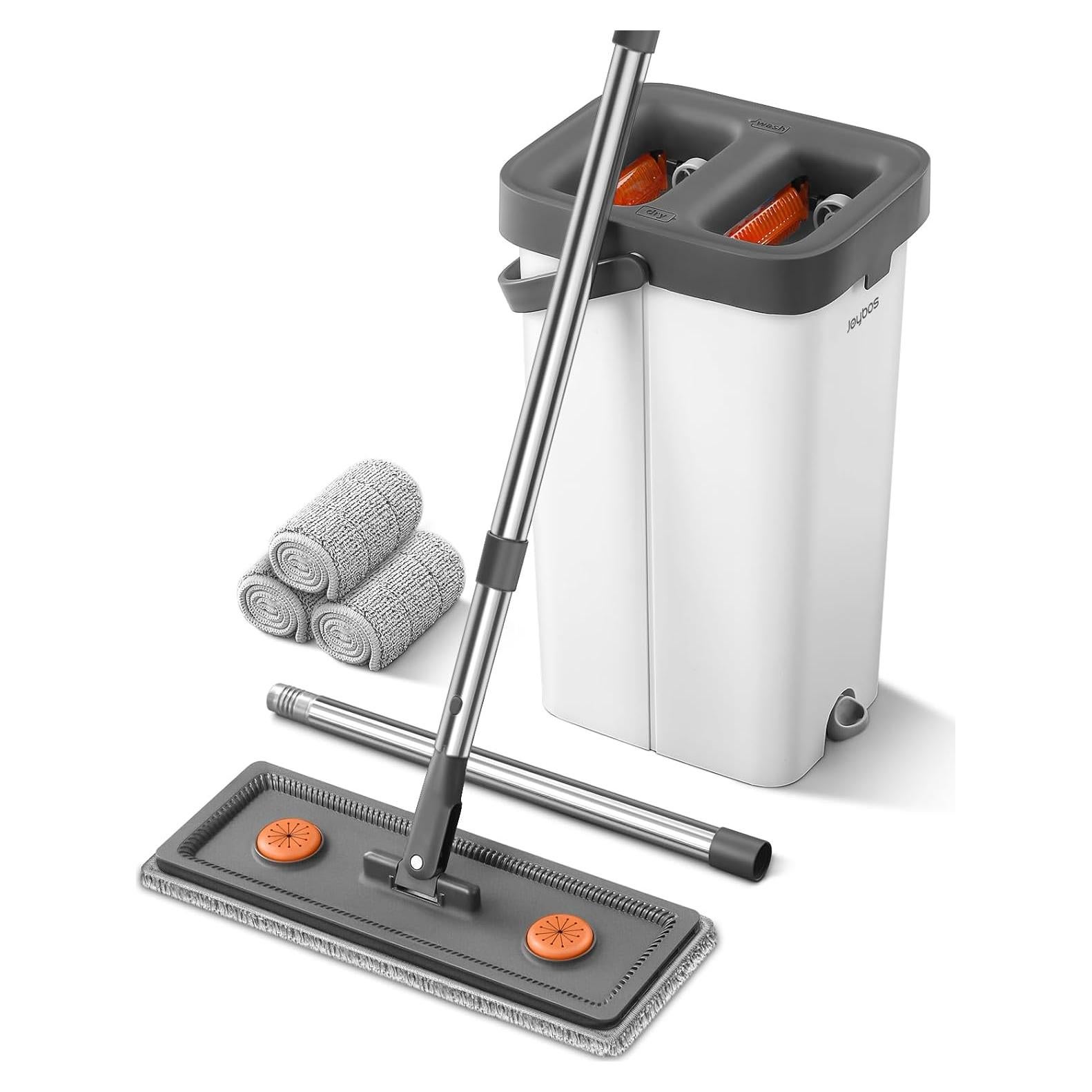 Juego de trapeador y cubo JUDRDO 156.2 cm con 3 almohadillas