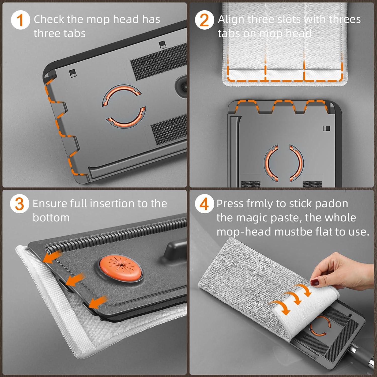 Juego de trapeador y cubo JUDRDO 156.2 cm con 3 almohadillas