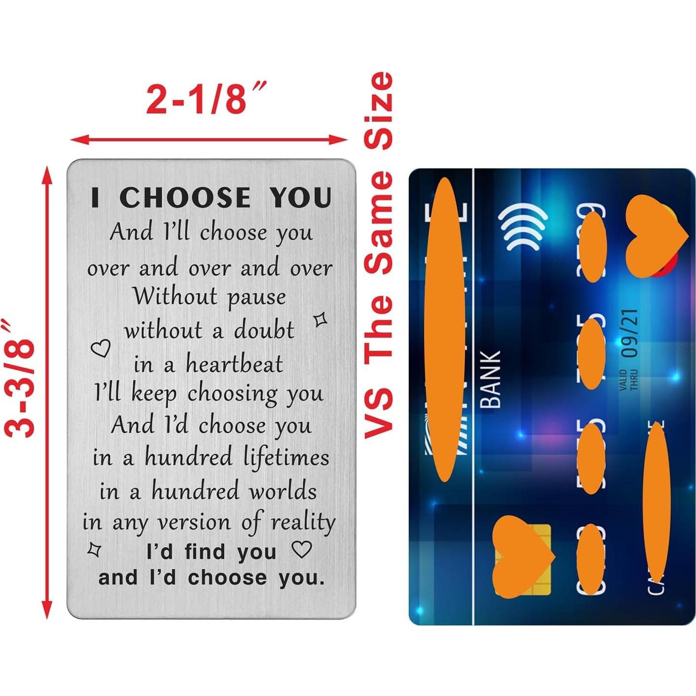 Tarjeta de Regalo TANWIH Elijo Tú para Novio - Plata