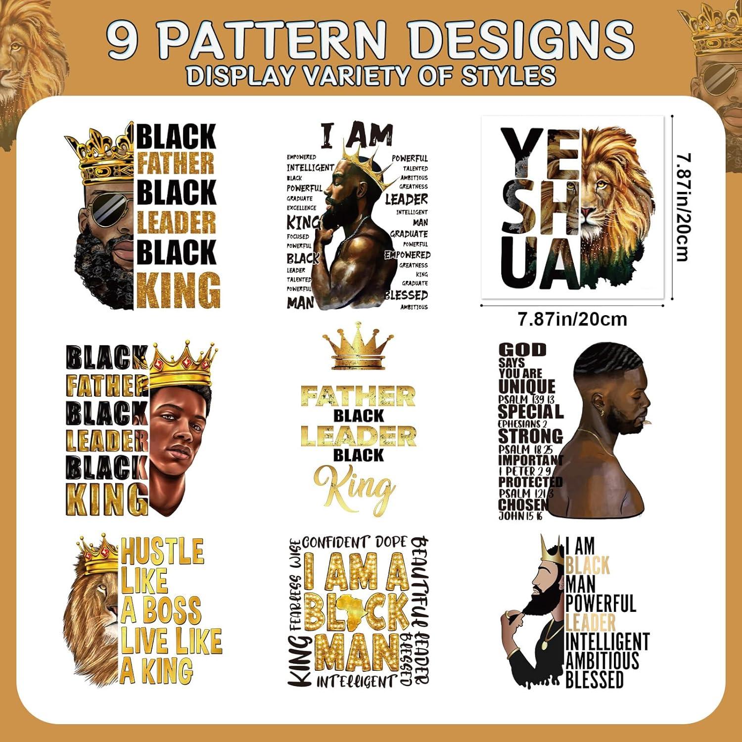 Transferencias de Hierro Falueqg - 9 Piezas Hombres Negros