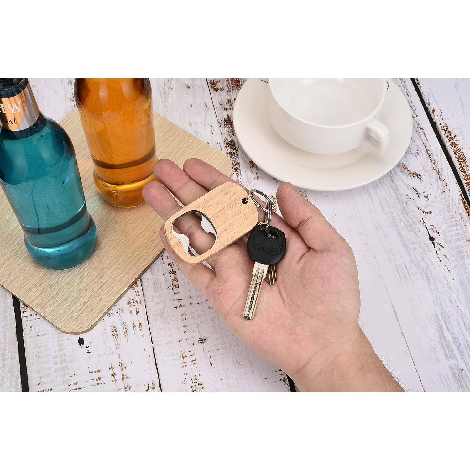 10 Piezas Llavero Abrebotellas de Madera CozyCabin DIY