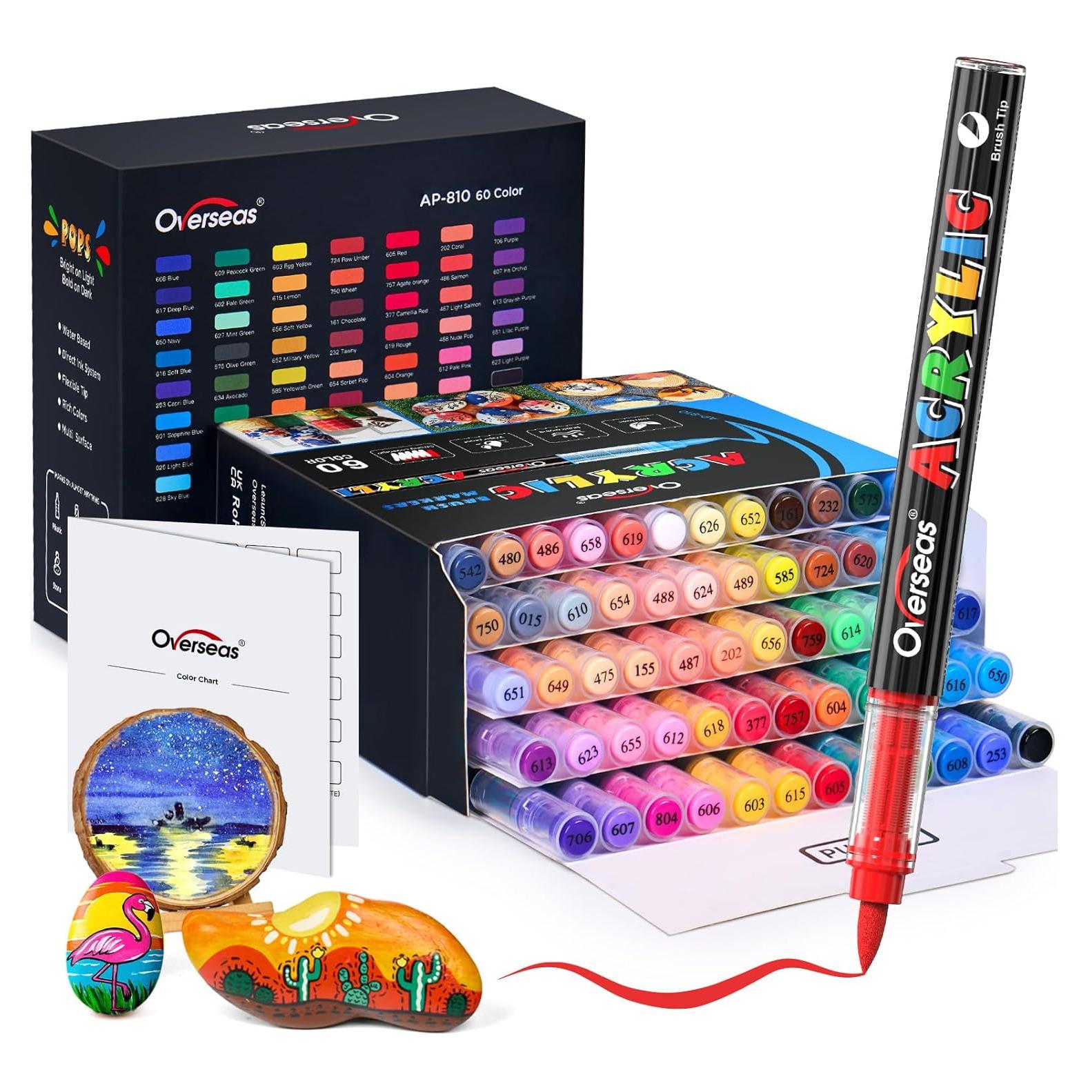 Marcadores Acrílicos Overseas 60 Colores Punta de Pincel