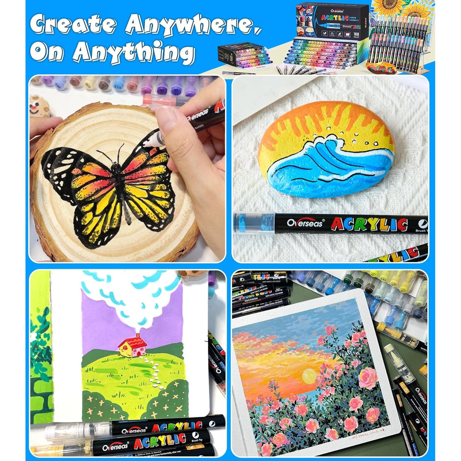 Marcadores Acrílicos Overseas 60 Colores Punta de Pincel