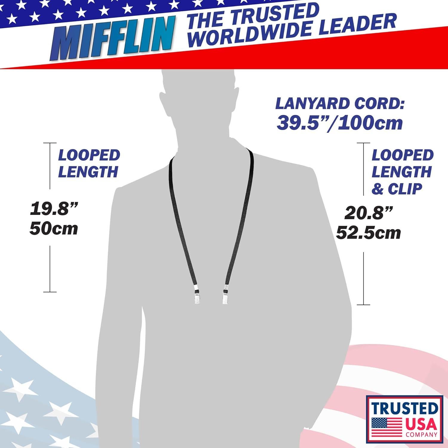 Cintas Planas Mifflin 99 cm Negras con Clips Bulldog - 10 PK