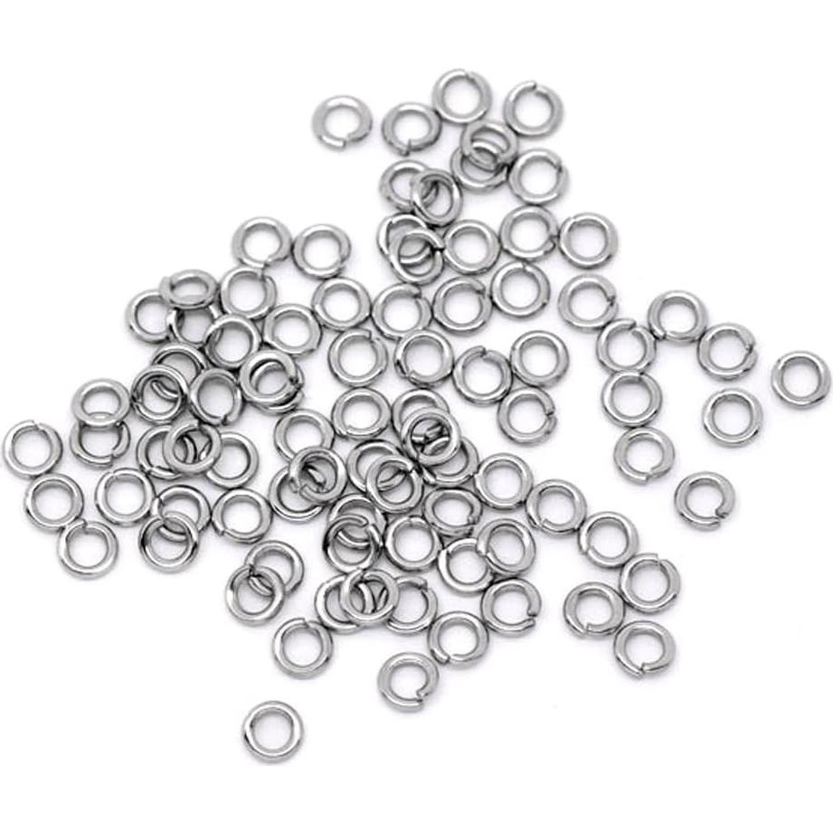 VALYRIA 500pcs Siver Tone Stainless Steel Open Jump Rings Connectors 0.8mm Fit Jewelry DIY (4x0.8mm)