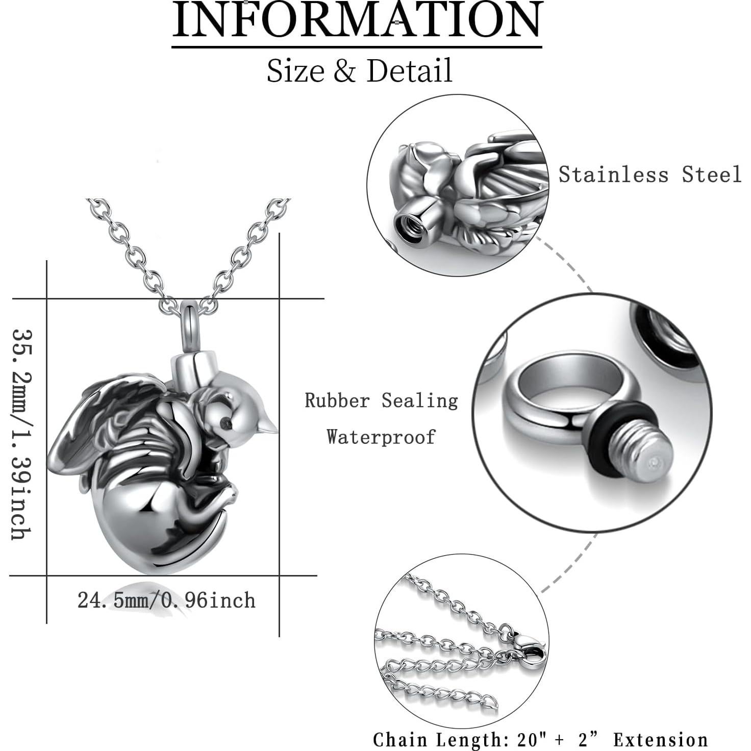 Collar de urna de cremación de acero inoxidable MiWangLing - Ángel Tortuga