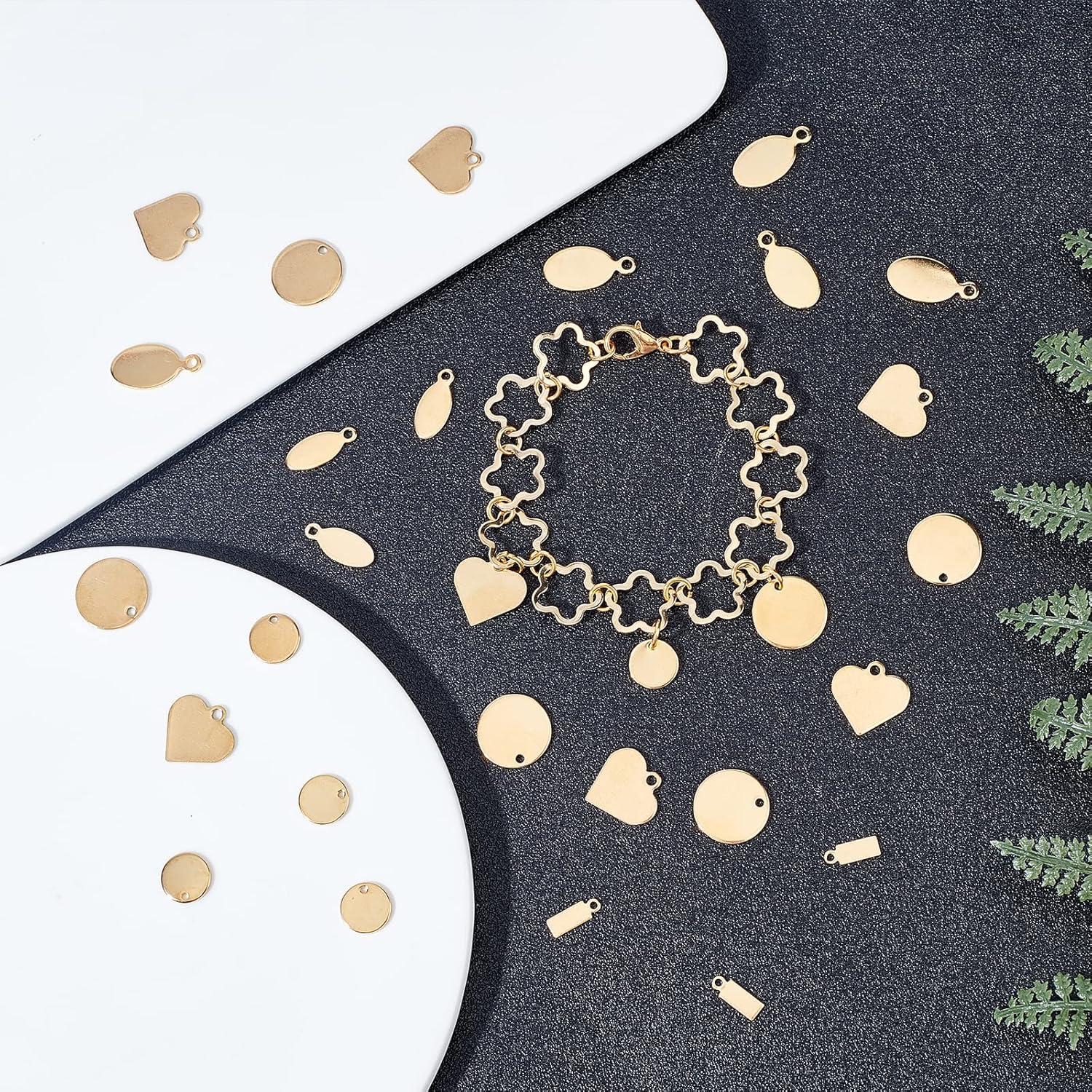 72 Colgantes Planos Dorados PH PandaHall 304 Acero Inoxidable