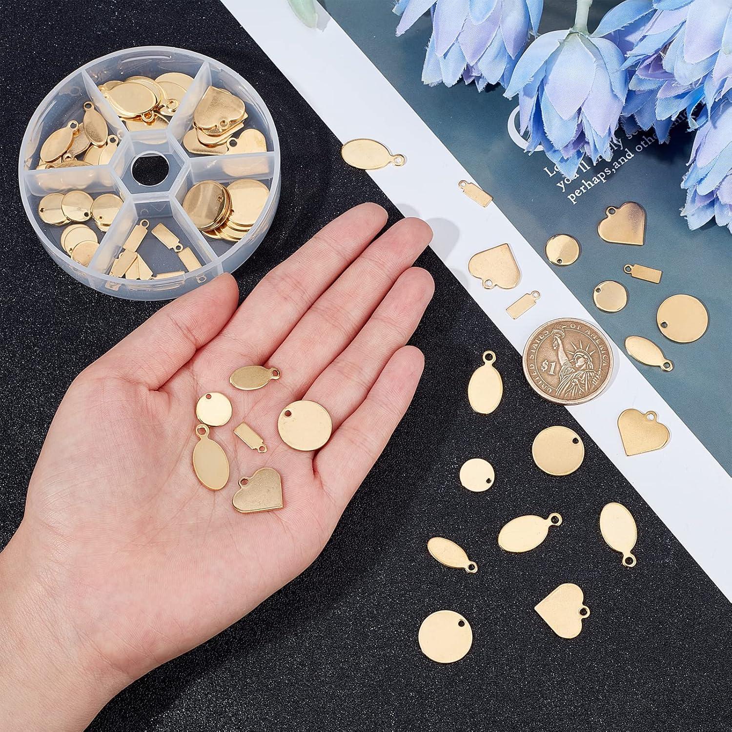 72 Colgantes Planos Dorados PH PandaHall 304 Acero Inoxidable