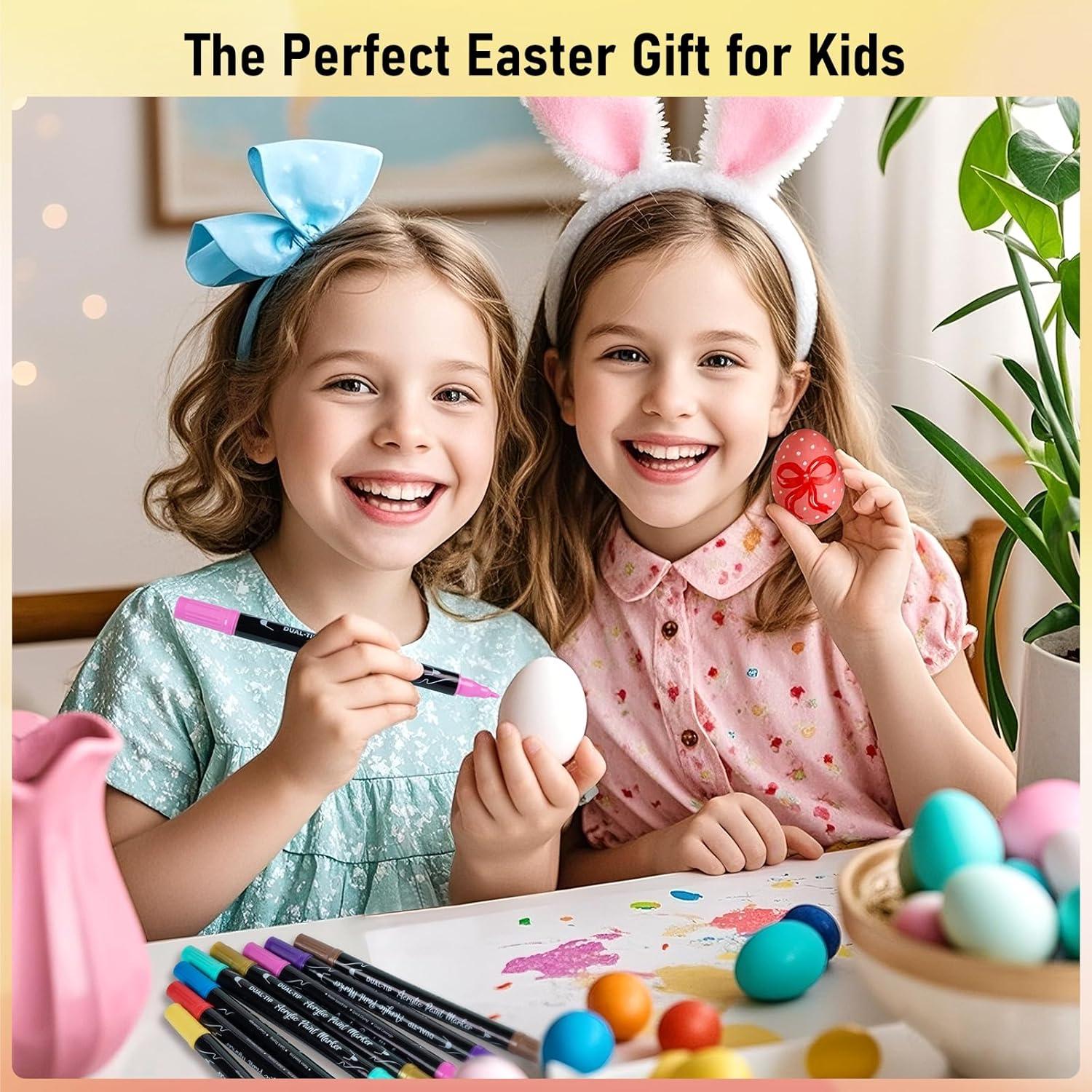 ANYUKE36 Colors Acrylic Paint Pens Markers, Dual Tip Acrylic Paint Markers for Wood,Rock Painting, Canvas, Stone, Glass, Acrylic Dot Markers Pen For DIY Crafts Making Art Supplies