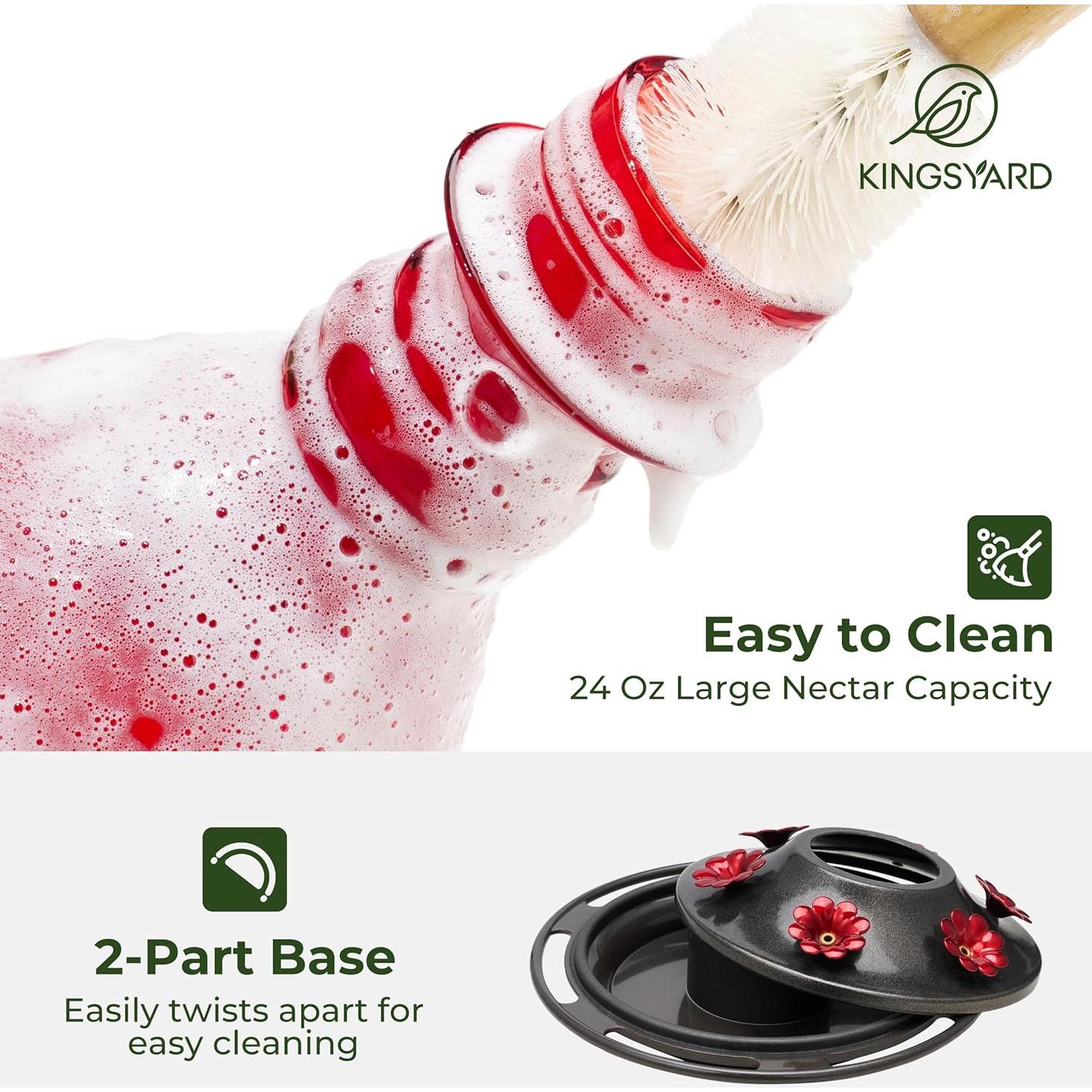 Alimentador de Colibríes Kingsyard de Vidrio 24 oz - 6 Puertos