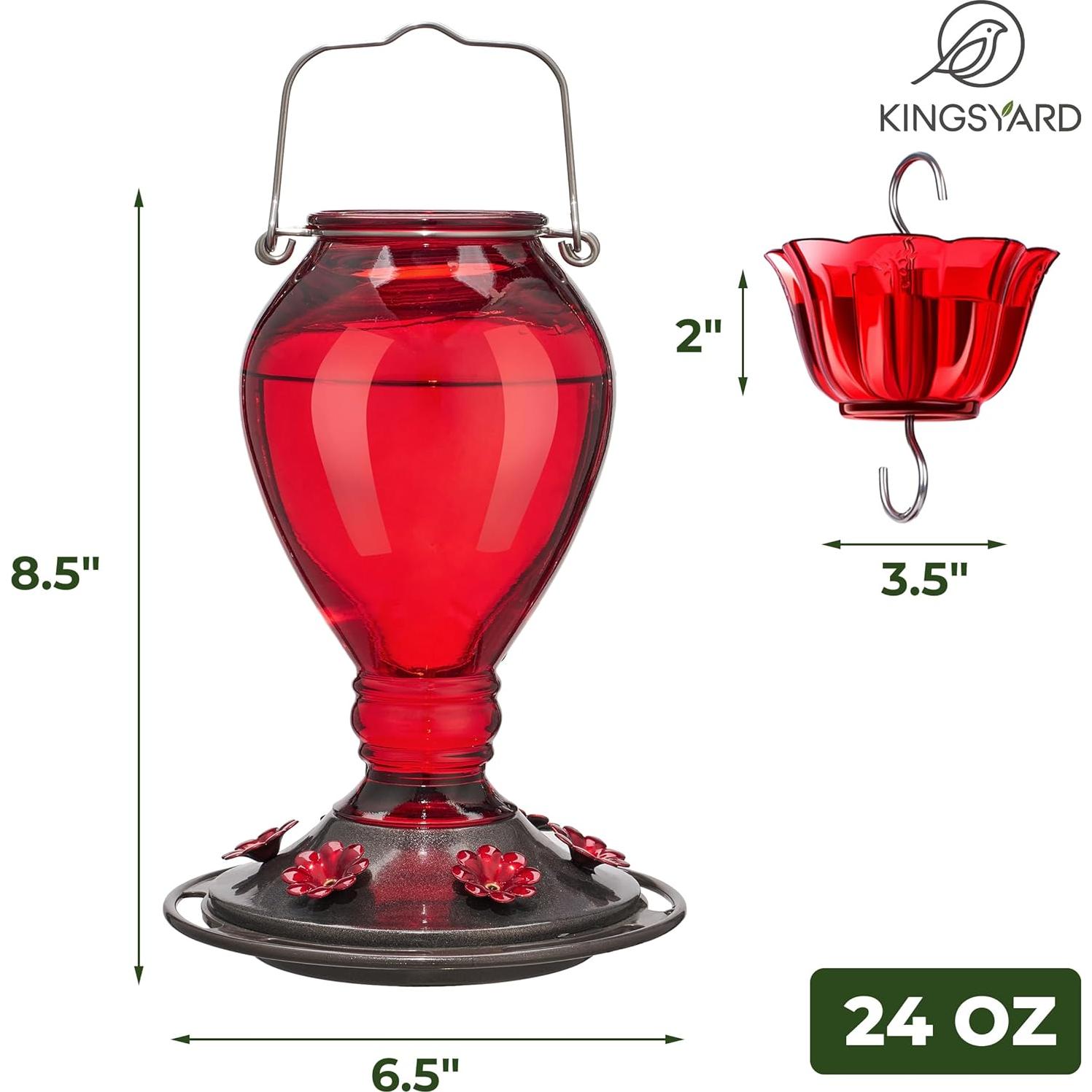 Alimentador de Colibríes Kingsyard de Vidrio 24 oz - 6 Puertos