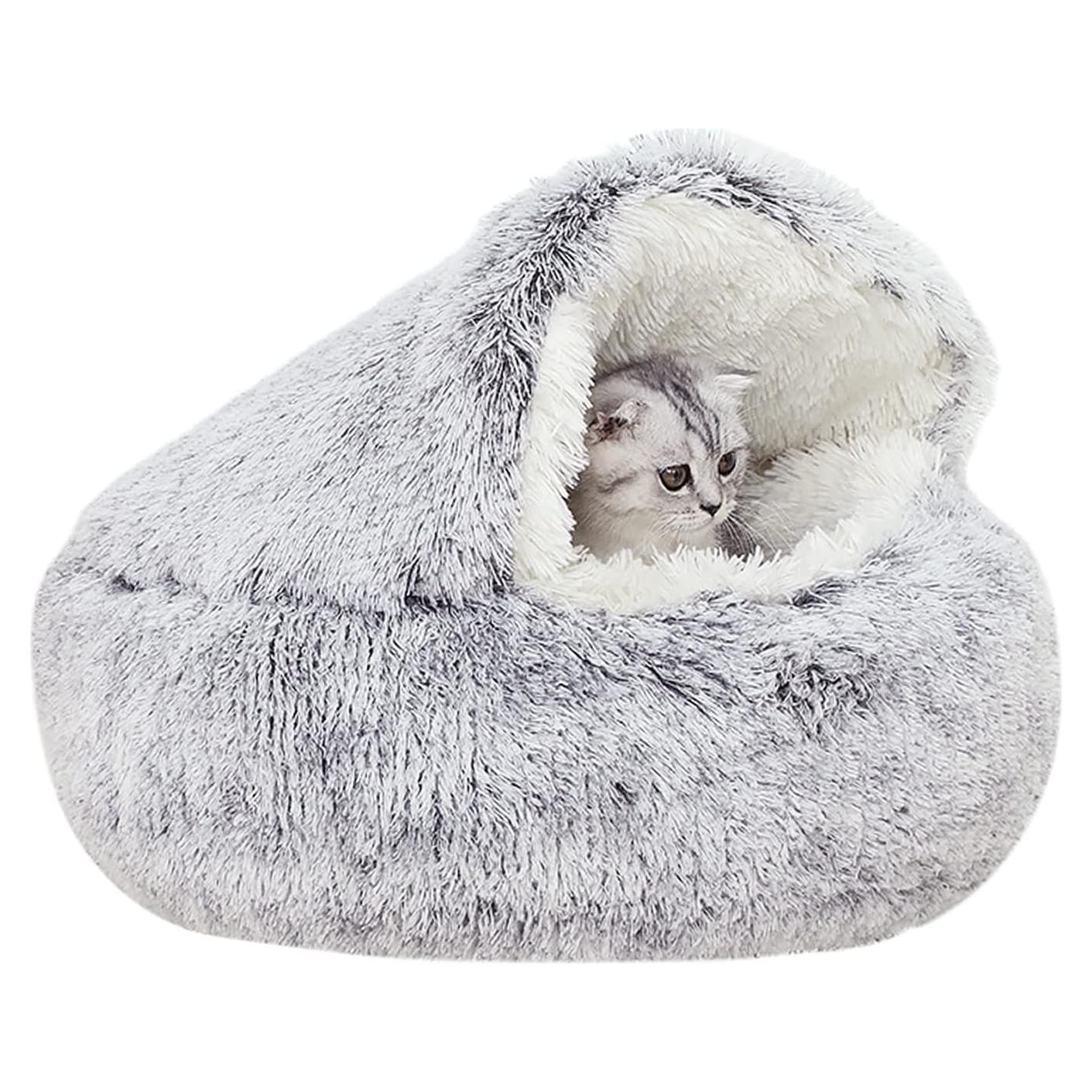 Cama para Gatos YUDANSI 50cm Gris con Capucha Antideslizante