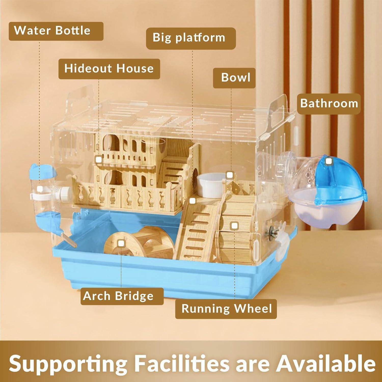 Jaula de Hámster Acrílica Cycodo 2 Niveles con Accesorios