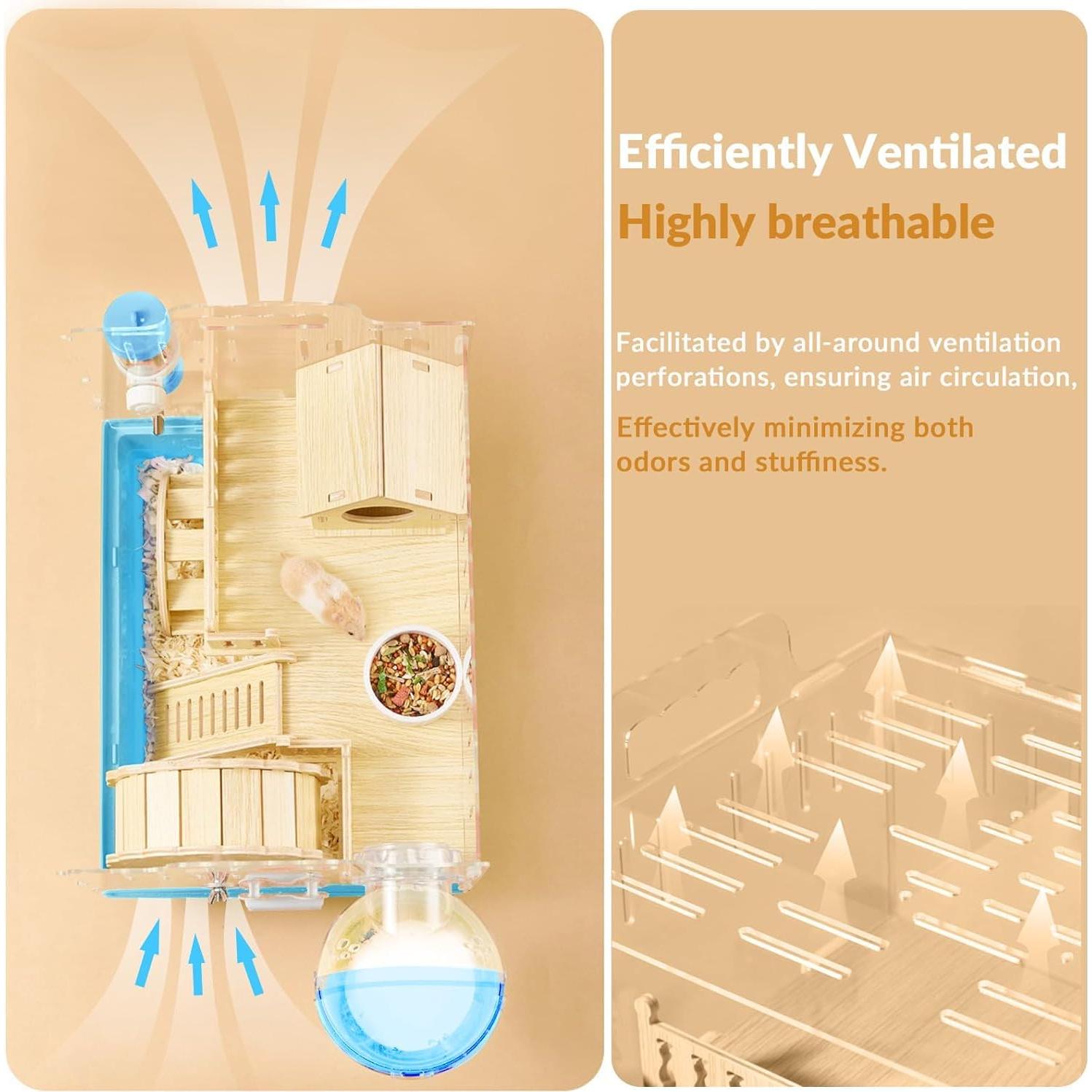 Jaula de Hámster Acrílica Cycodo 2 Niveles con Accesorios