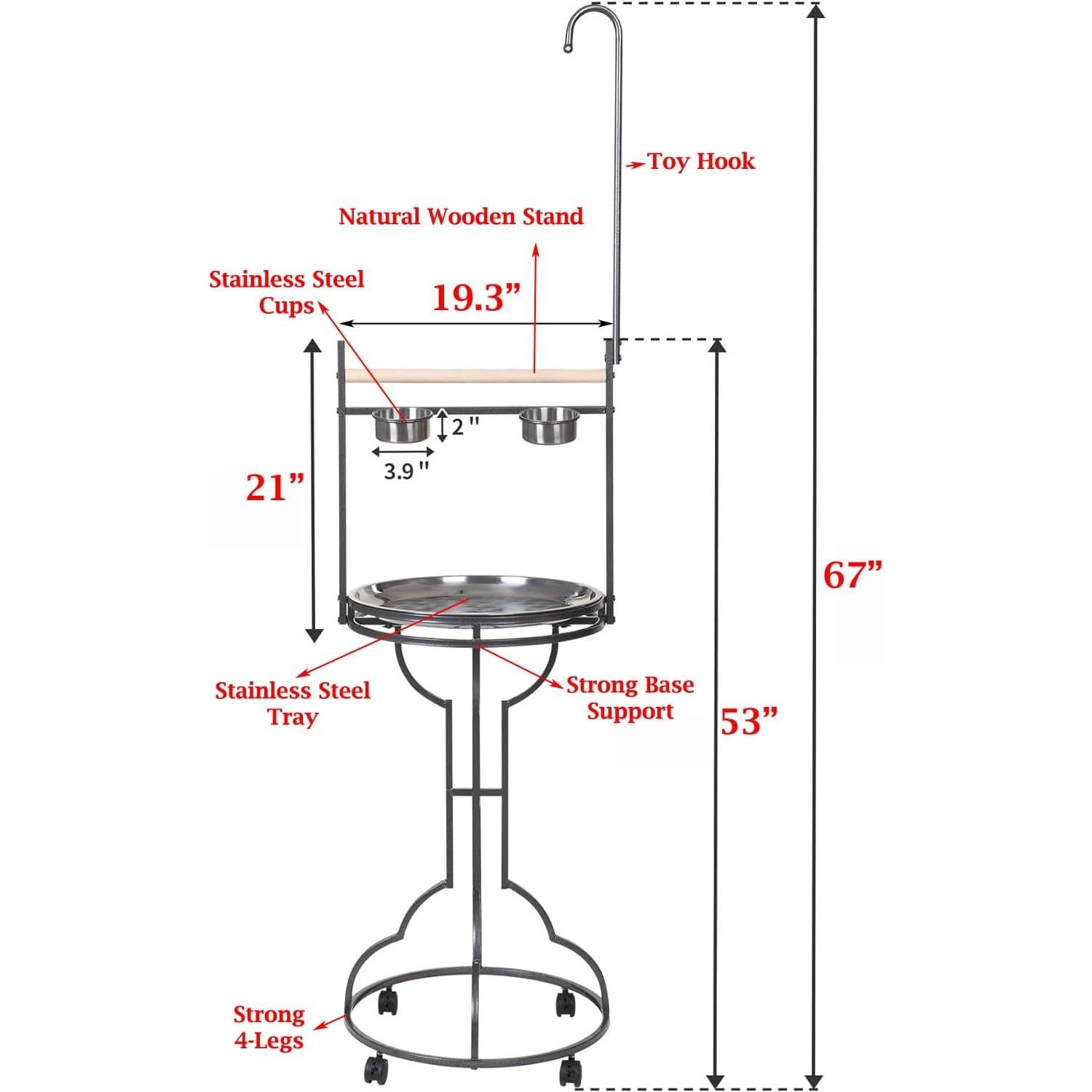 Perchero para Aves Mcage 49.5x46.5x170cm Hierro Forjado