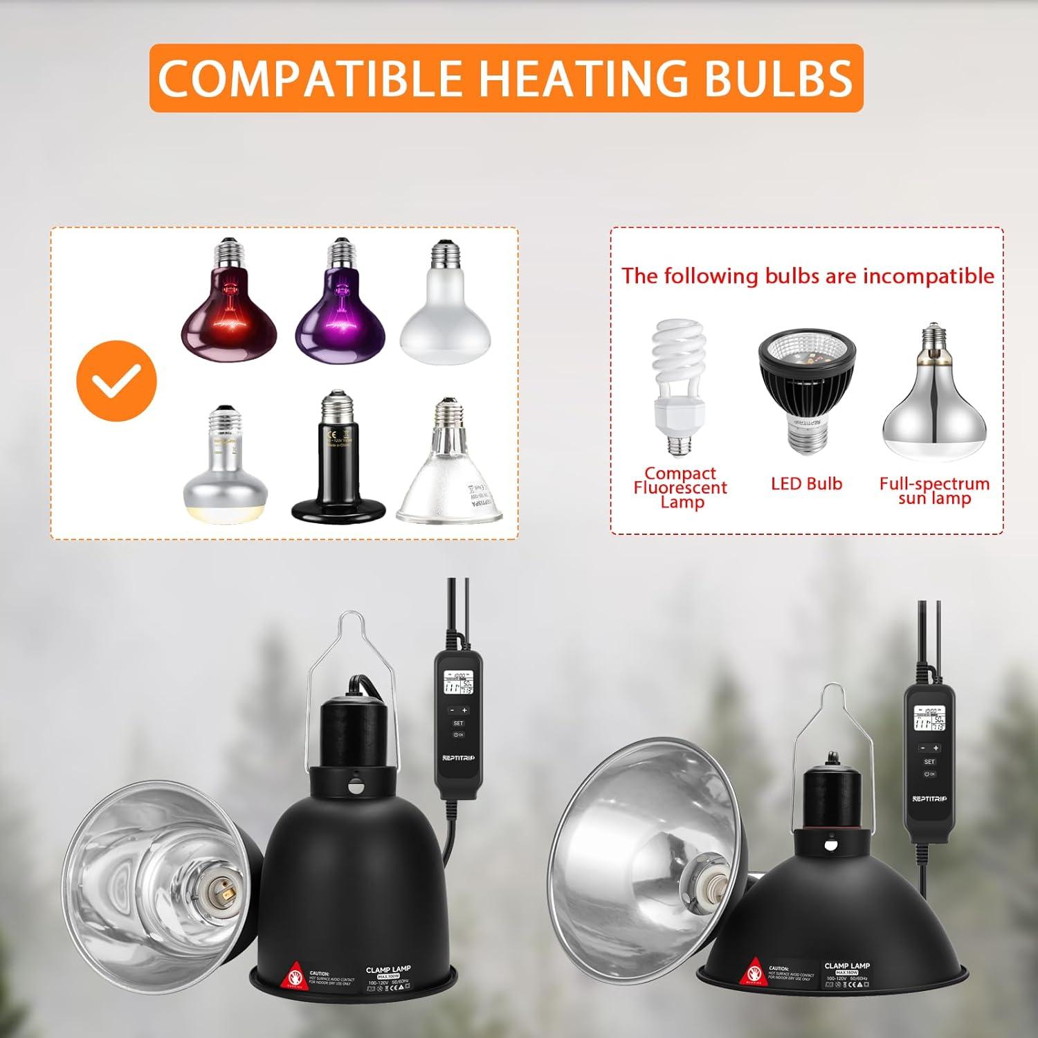 Lámpara de Calor Cerámica REPTITRIP 100W para Reptiles 13.97cm