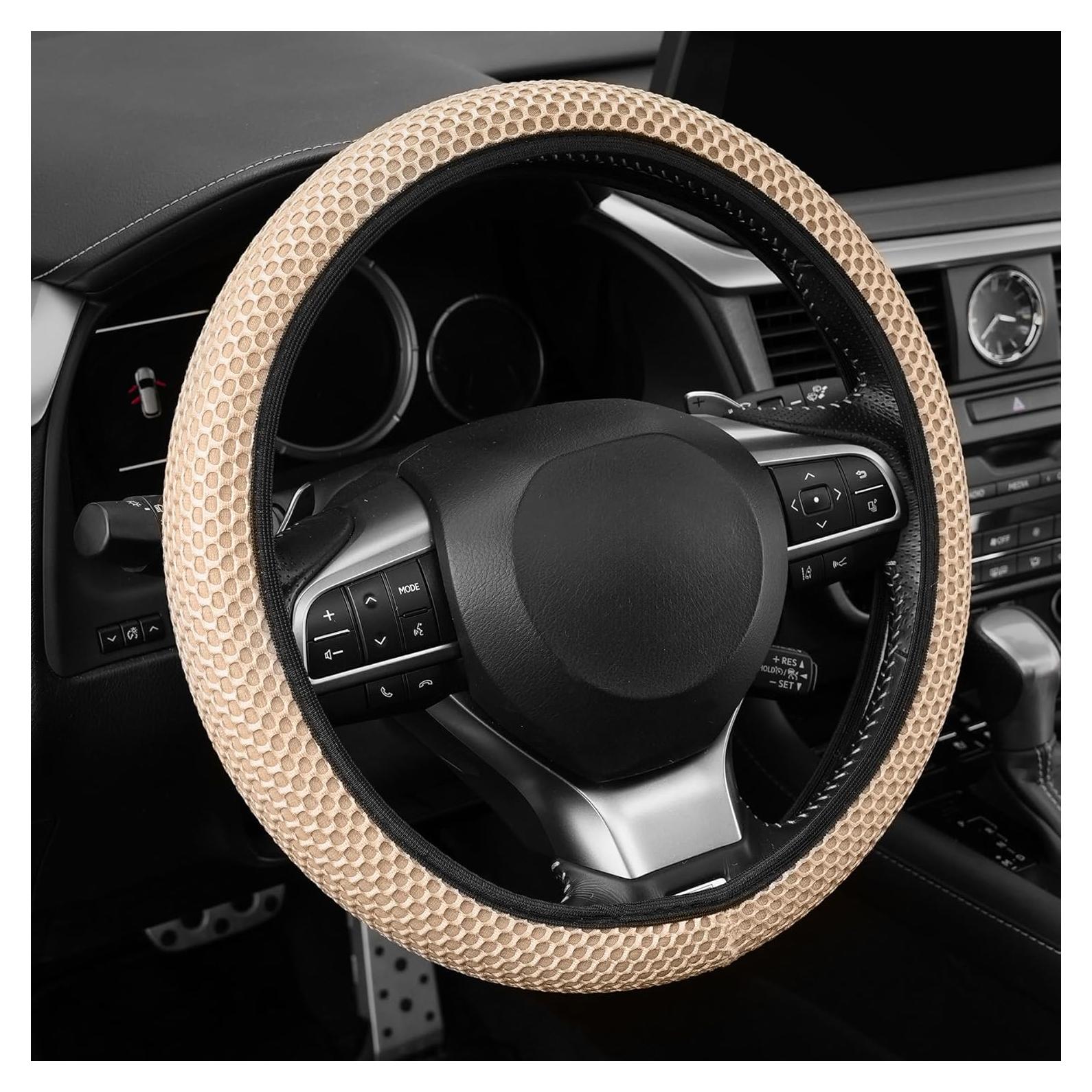 Cubierta de Volante Elástica alpmosn Beige Microfibra Antideslizante