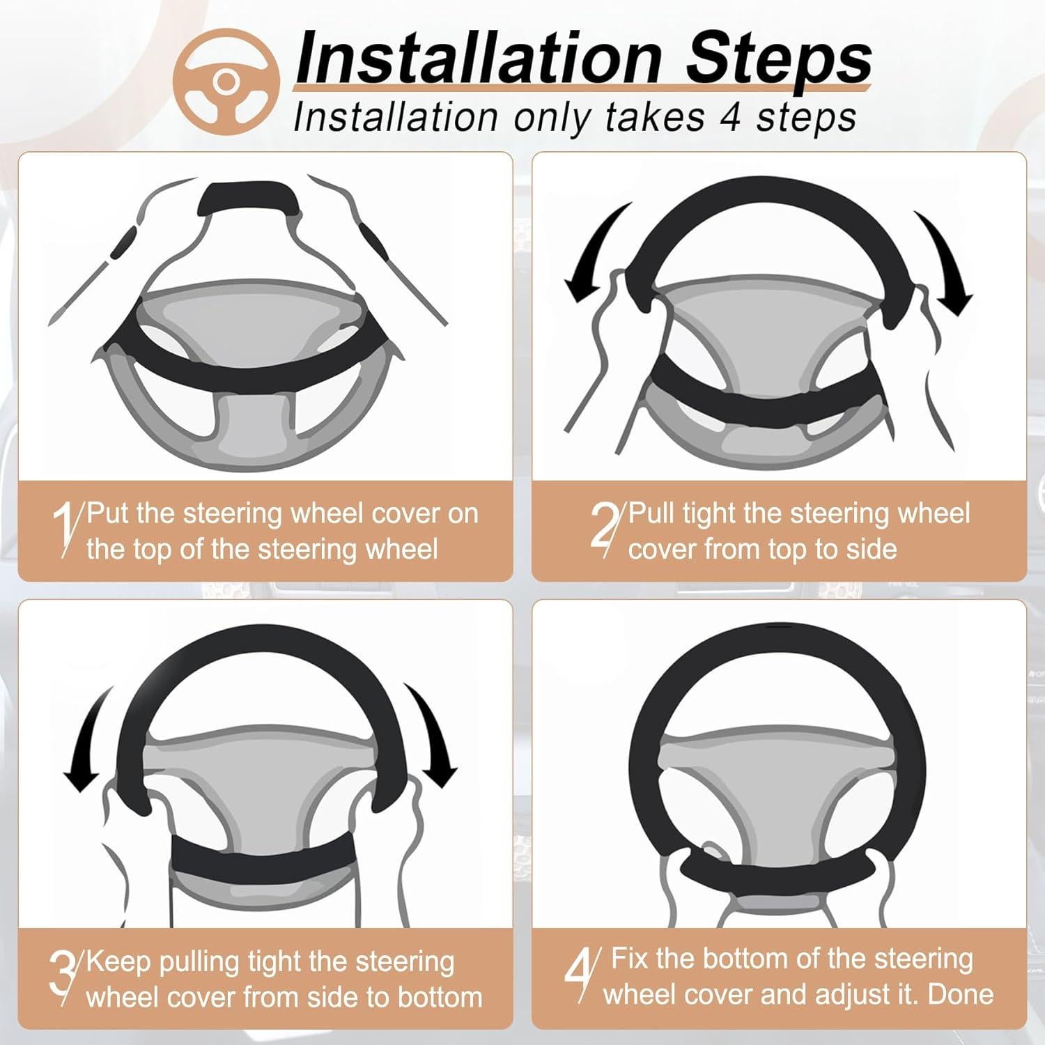 Cubierta de Volante Elástica alpmosn Beige Microfibra Antideslizante