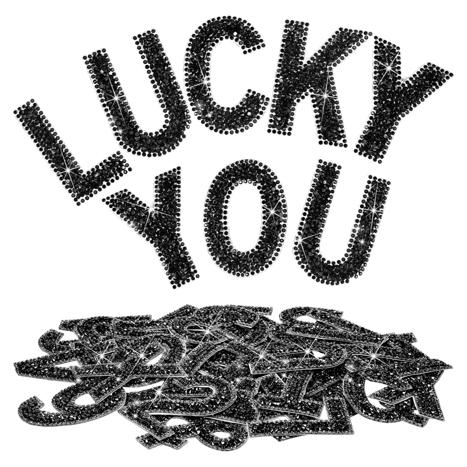 Calcomanías de Letras y Números Rhinestone WILLBOND 37 Piezas 6.5 cm