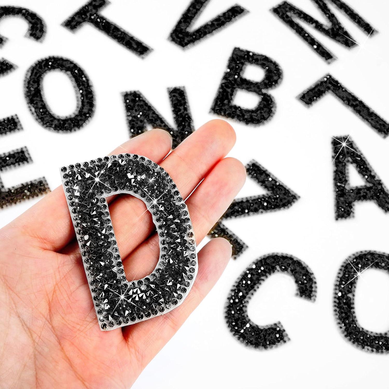 Calcomanías de Letras y Números Rhinestone WILLBOND 37 Piezas 6.5 cm