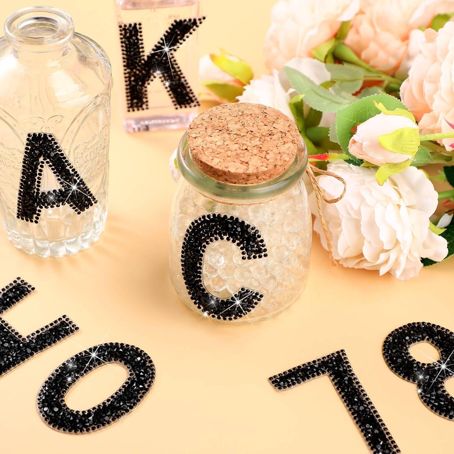 Calcomanías de Letras y Números Rhinestone WILLBOND 37 Piezas 6.5 cm