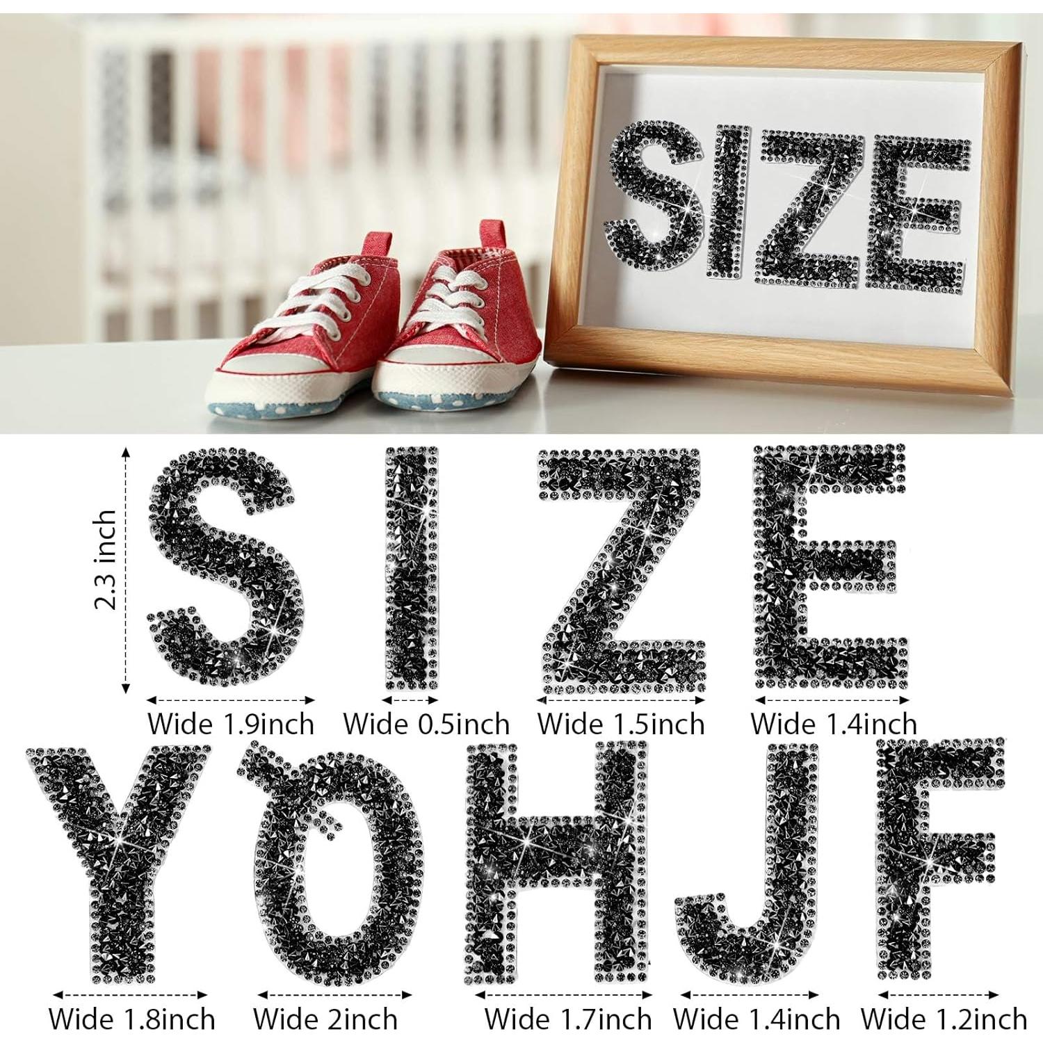 Calcomanías de Letras y Números Rhinestone WILLBOND 37 Piezas 6.5 cm