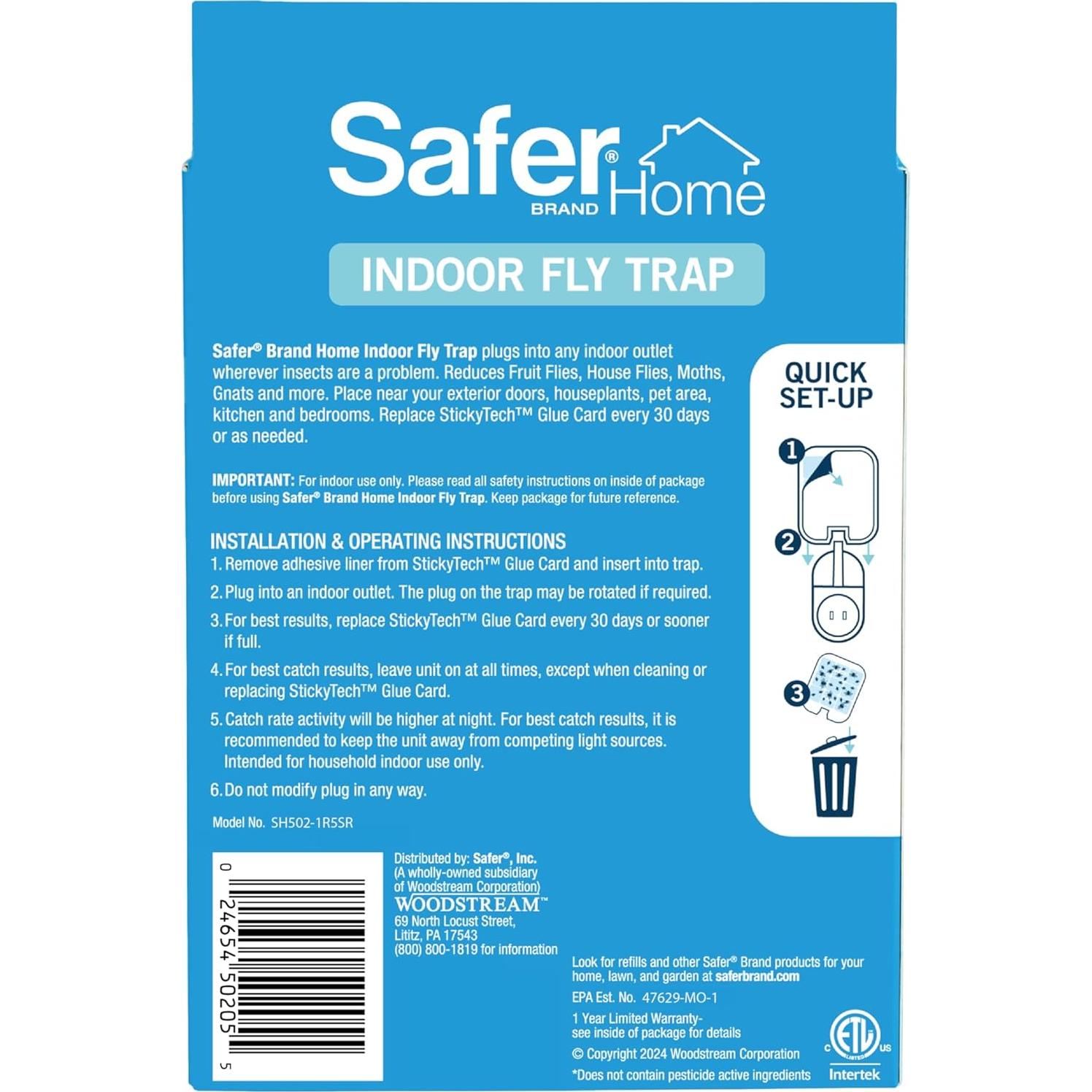 Trampa para Moscas Interior Safer Home SH502-1R5SR 37 m²