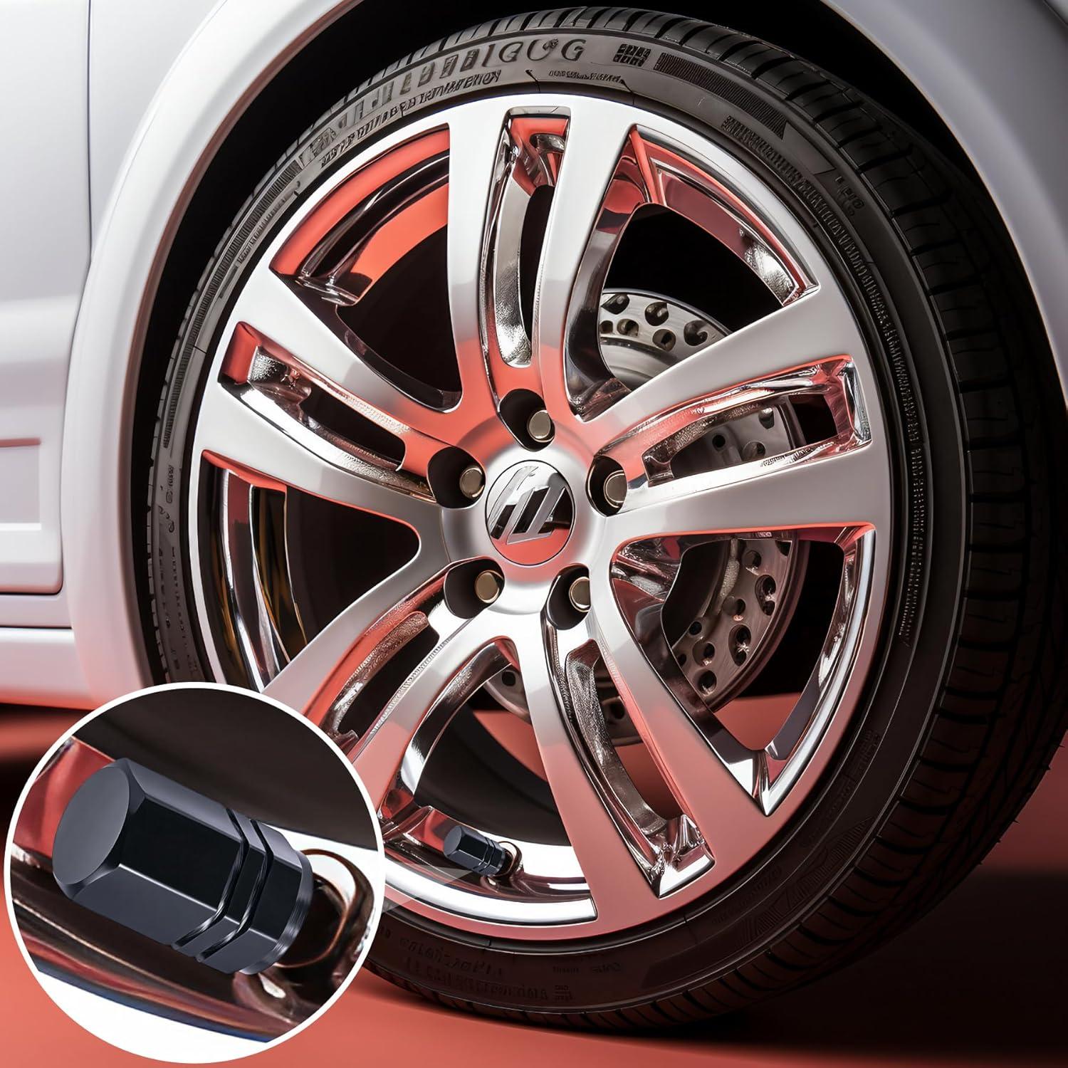 4 Tapones de Válvula de Neumático MEAJOO - Aluminio Negro