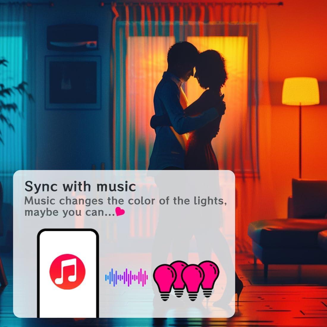 Bombillas Inteligentes UCB A19 E26 12W 1300LM RGB Alexa - Paquete de 4