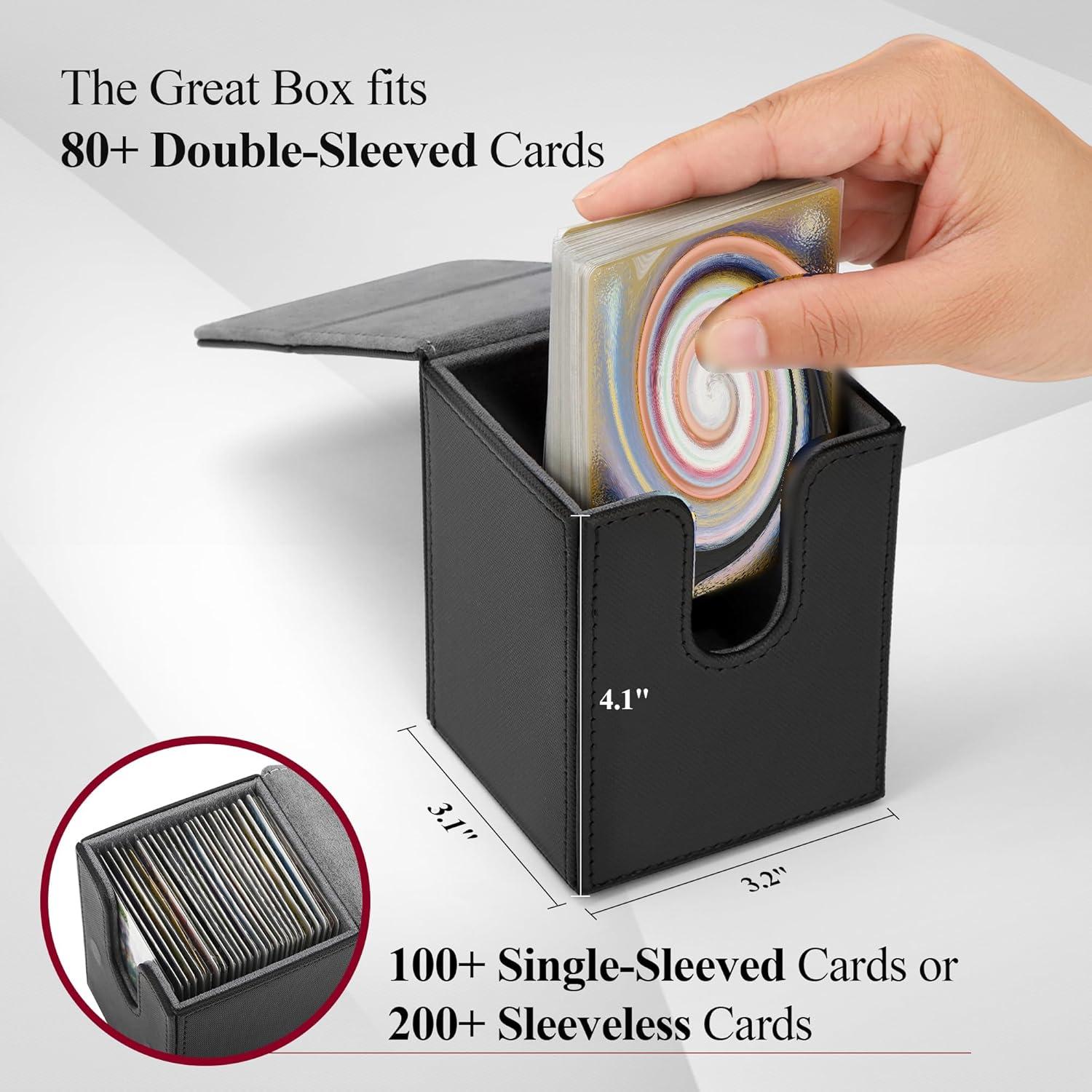 Caja de Barajas TCGUARD para 100 Cartas - Cuero Sintético Negro