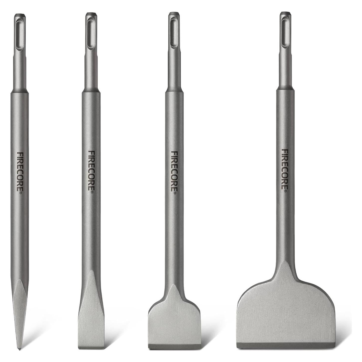 Juego de Cinceles SDS Plus Firecore 4 Piezas Acero 25.4 cm