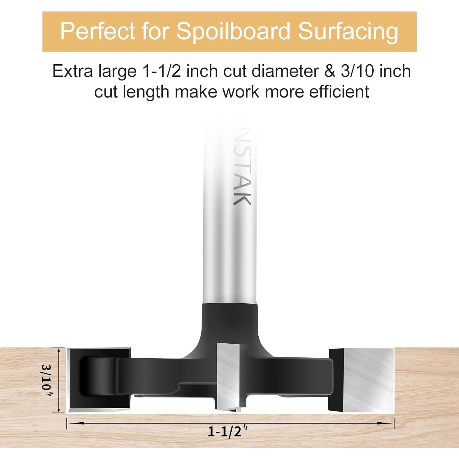 Fresa CNC Aplanadora BINSTAK 1/4" Shank 38mm Diámetro 4 Alas