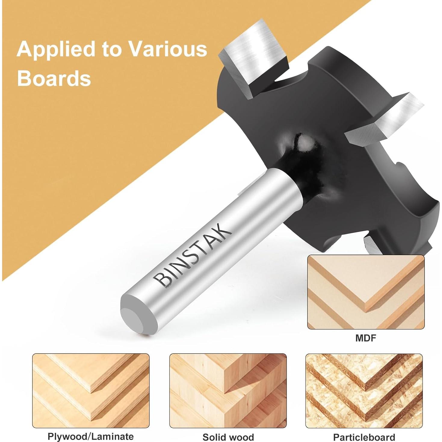 Fresa CNC Aplanadora BINSTAK 1/4" Shank 38mm Diámetro 4 Alas