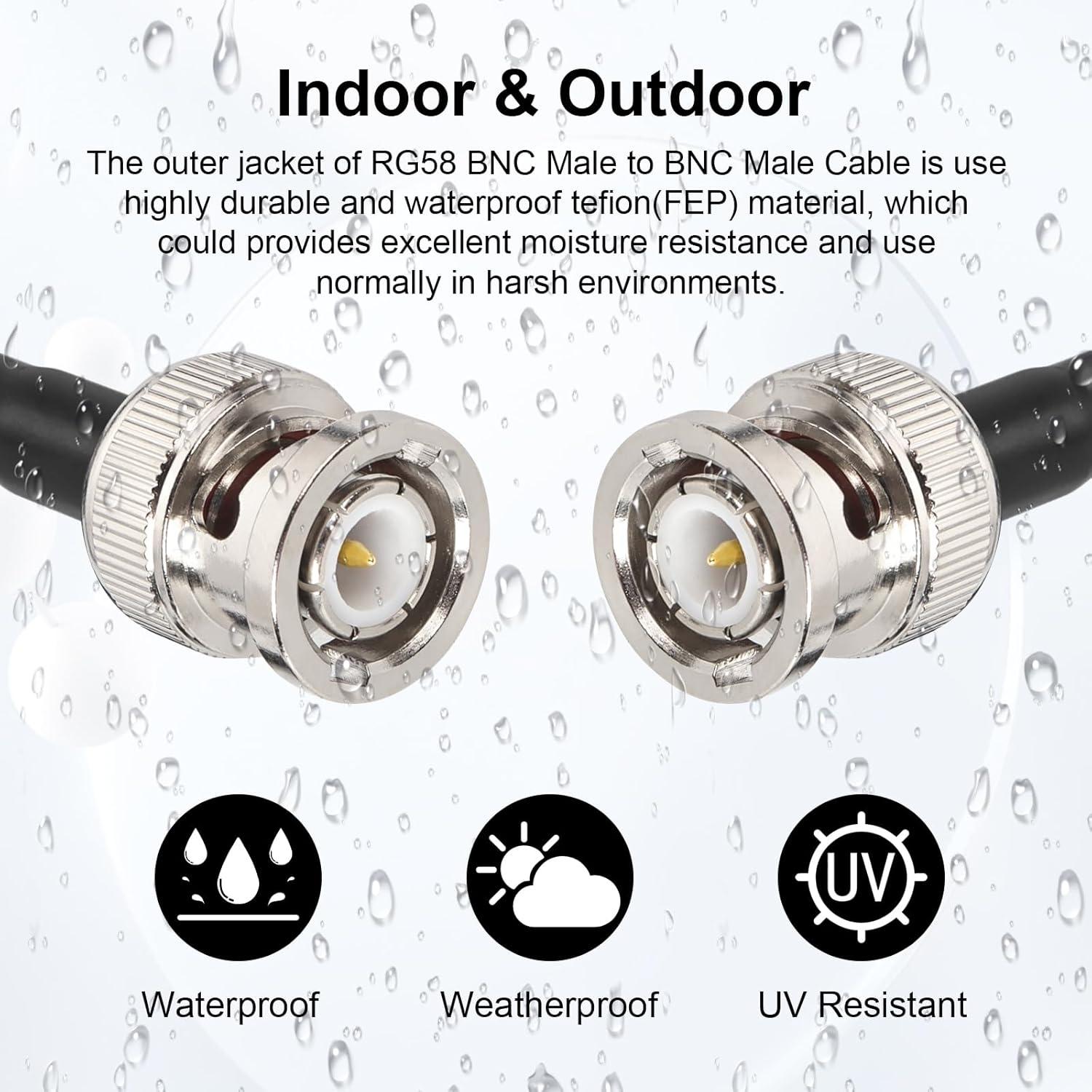 Cable Coaxial BNC Macho a Macho 0.30m 2PCS MOOKEERF RG58