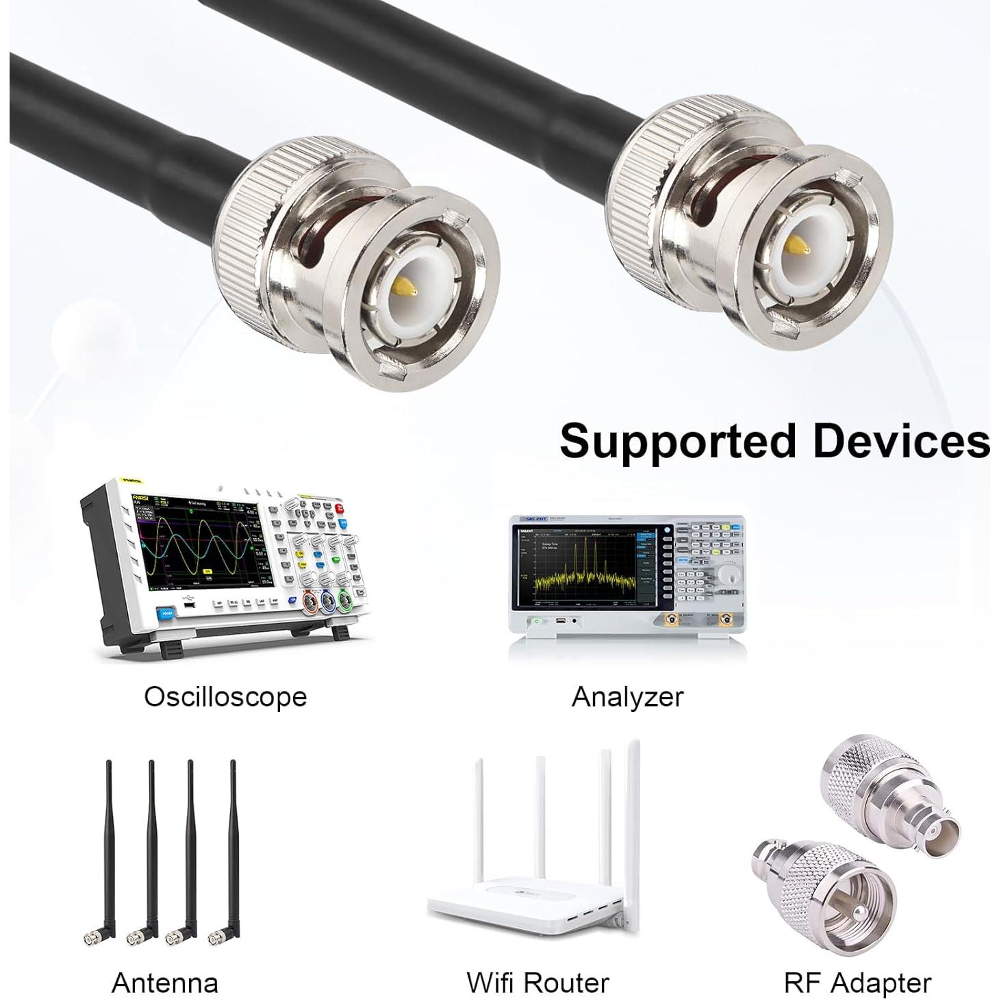Cable Coaxial BNC Macho a Macho 0.30m 2PCS MOOKEERF RG58