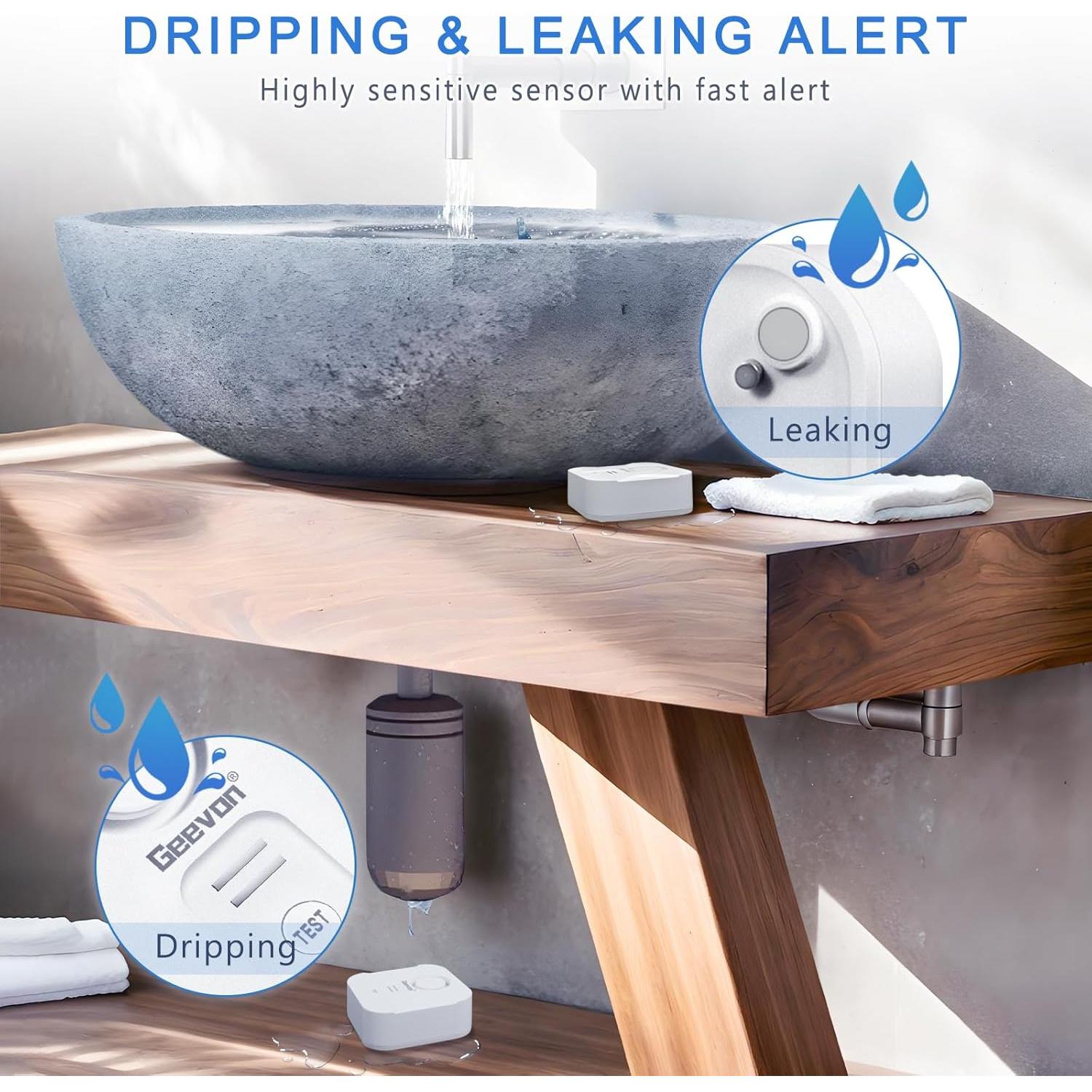 Geevon 3 Sensores de Fugas de Agua con Alarma 100dB