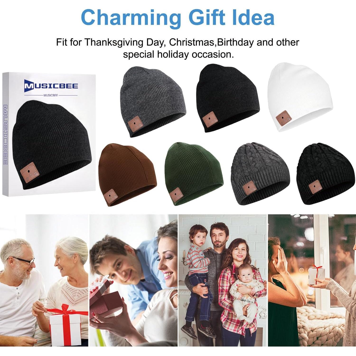 Gorro Bluetooth MUSICBEE V5.2 Inalámbrico Negro con Micrófono