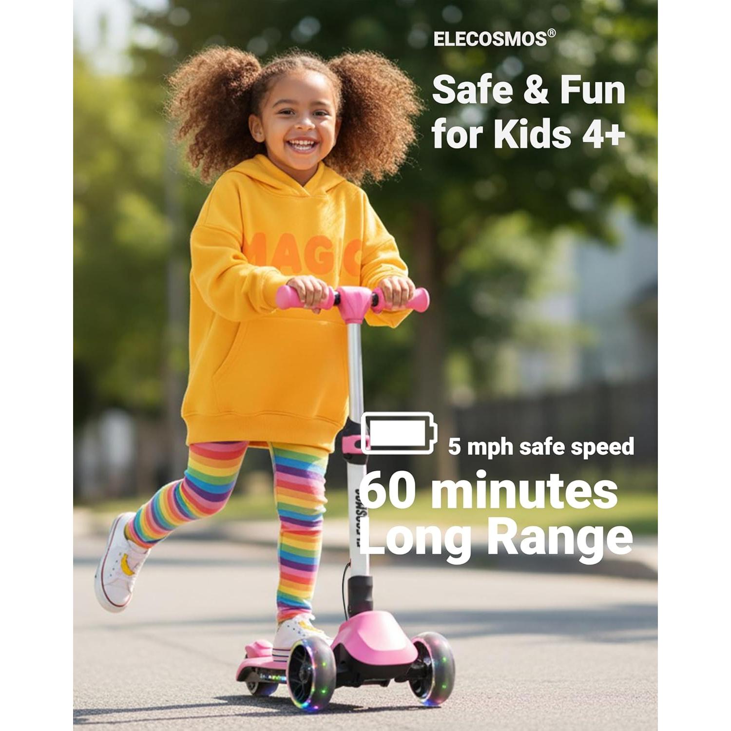 Scooter Eléctrico para Niños ELECOSMOS KS20 - 3 Ruedas, 8 km/h