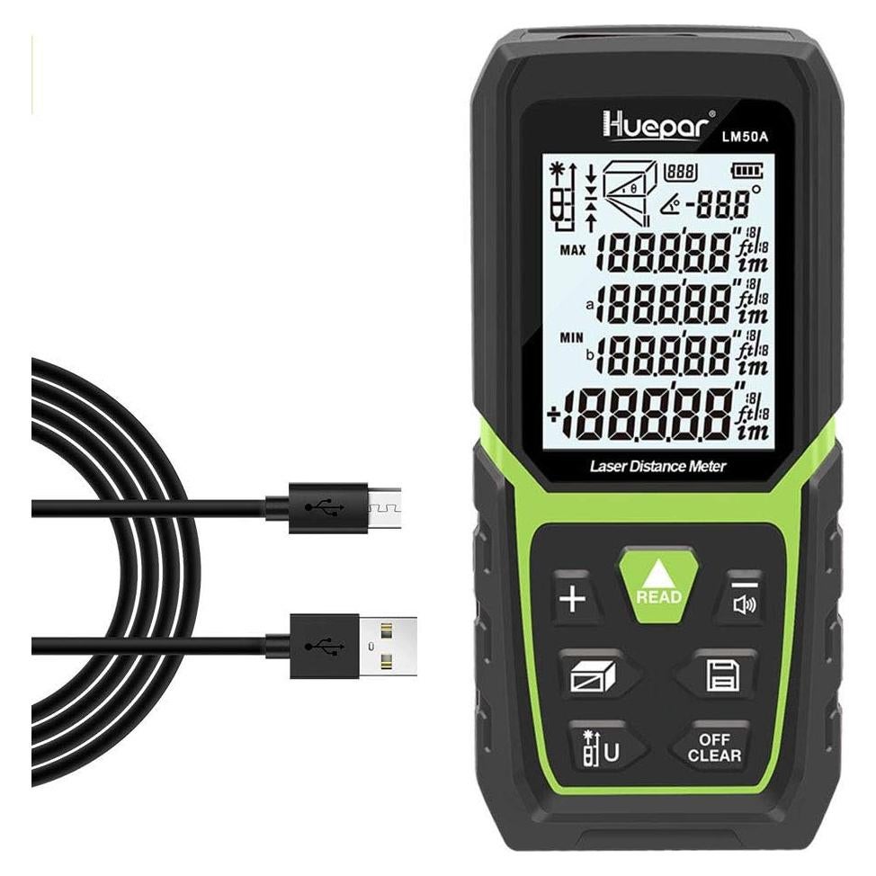 Medidor de Distancia Láser Huepar LM50A 50m con Batería Li-ion