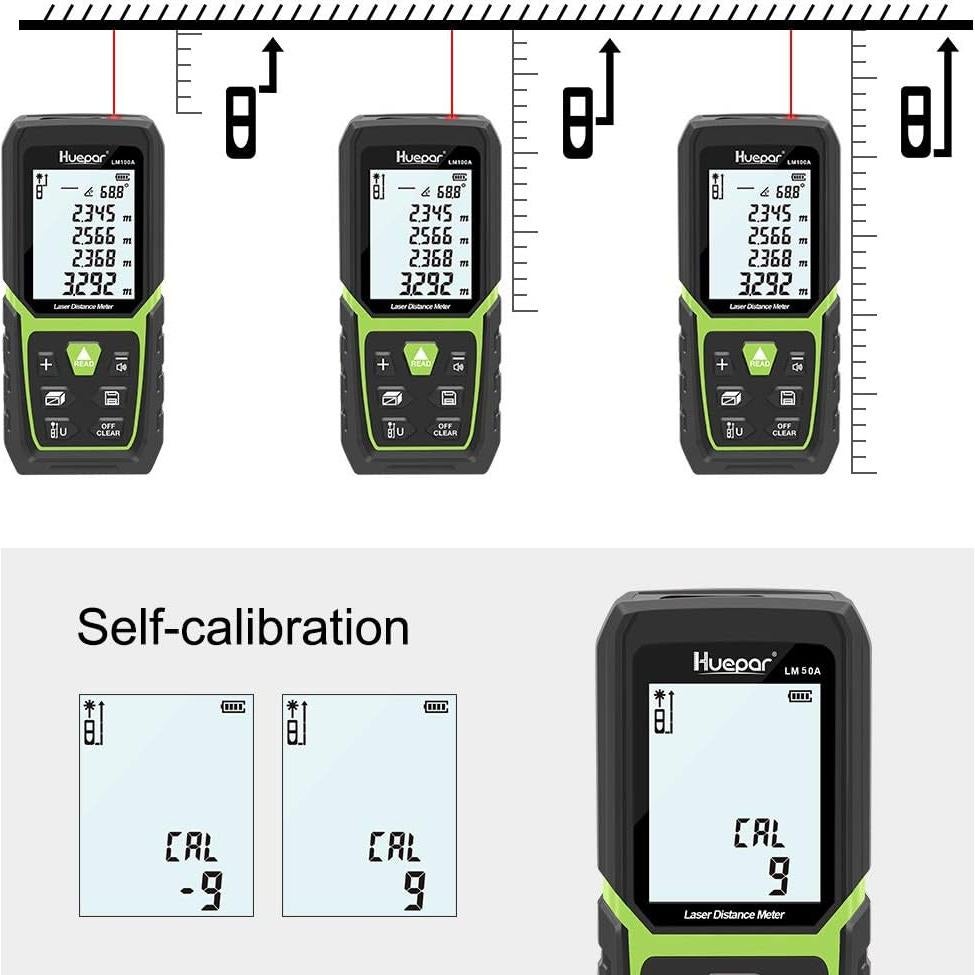 Medidor de Distancia Láser Huepar LM50A 50m con Batería Li-ion