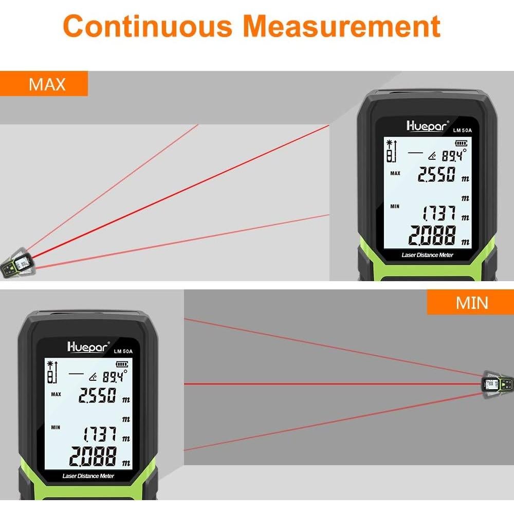 Medidor de Distancia Láser Huepar LM50A 50m con Batería Li-ion