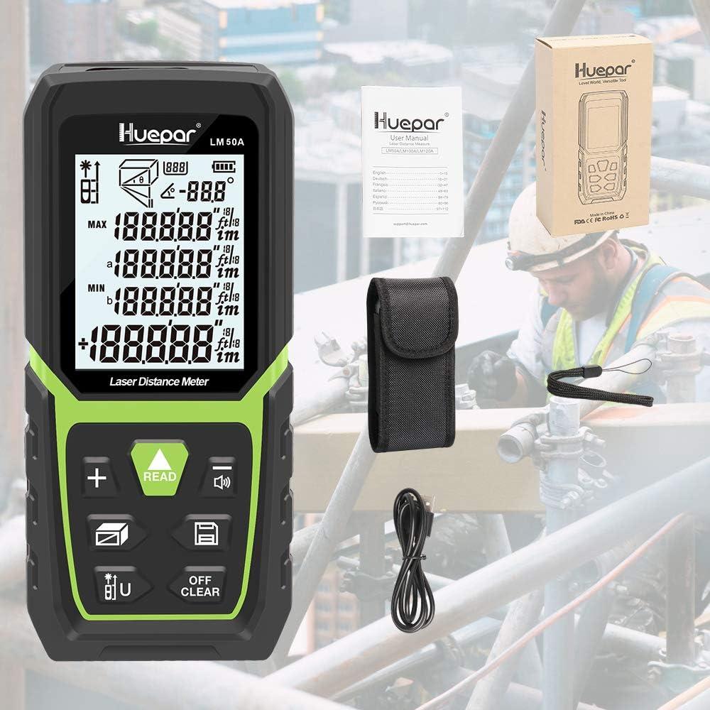 Medidor de Distancia Láser Huepar LM50A 50m con Batería Li-ion