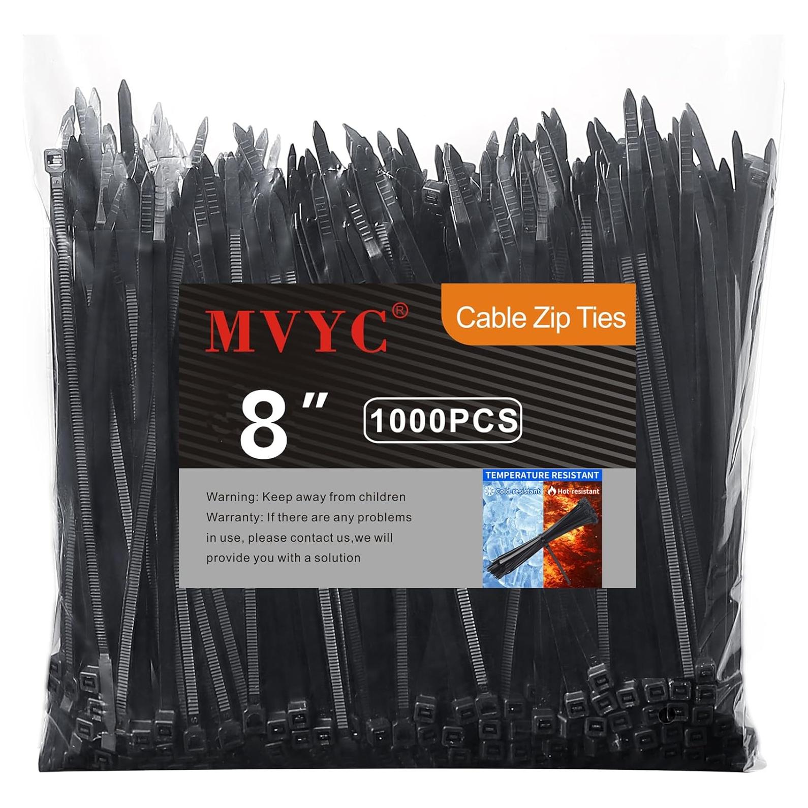 Bridas de Cable Negra MVYC 20 cm Alta Resistencia 1000 Paquete
