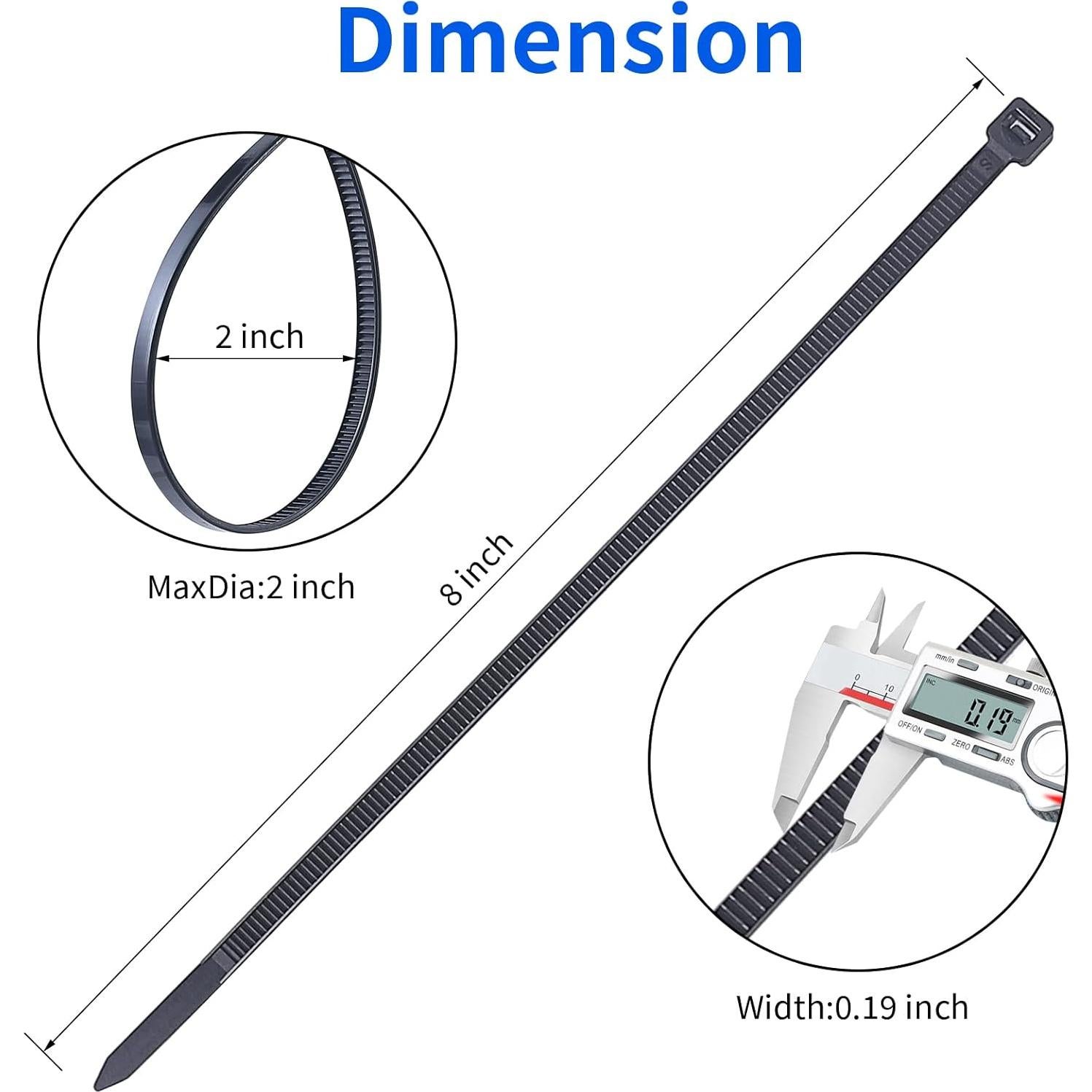 Bridas de Cable Negra MVYC 20 cm Alta Resistencia 1000 Paquete