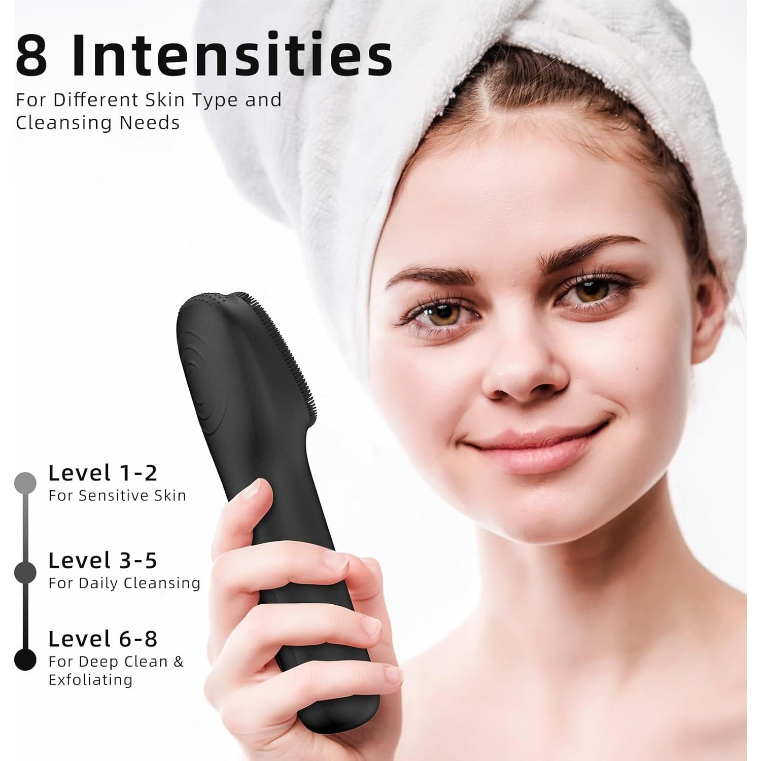 Cepillo Facial Limpiador Eléctrico Recargable IPX7 Negro