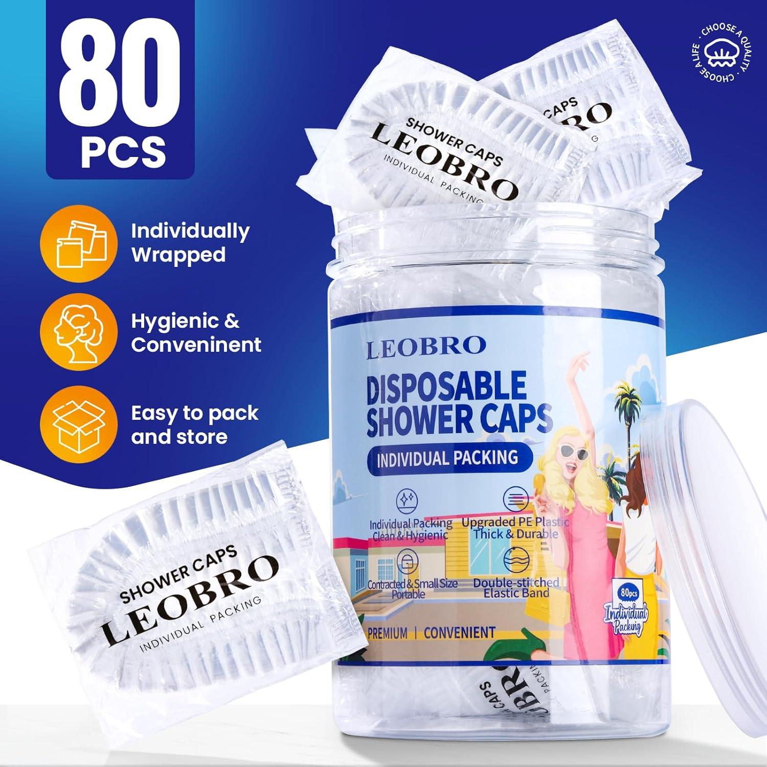 Gorros de Ducha Desechables LEOBRO 80PCS 43.9cm Plástico