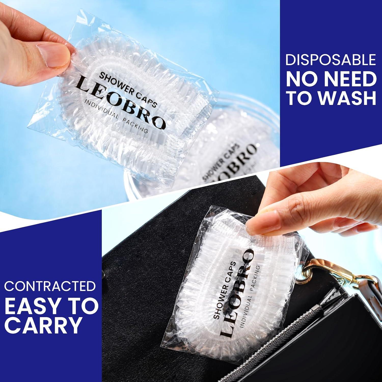 Gorros de Ducha Desechables LEOBRO 80PCS 43.9cm Plástico